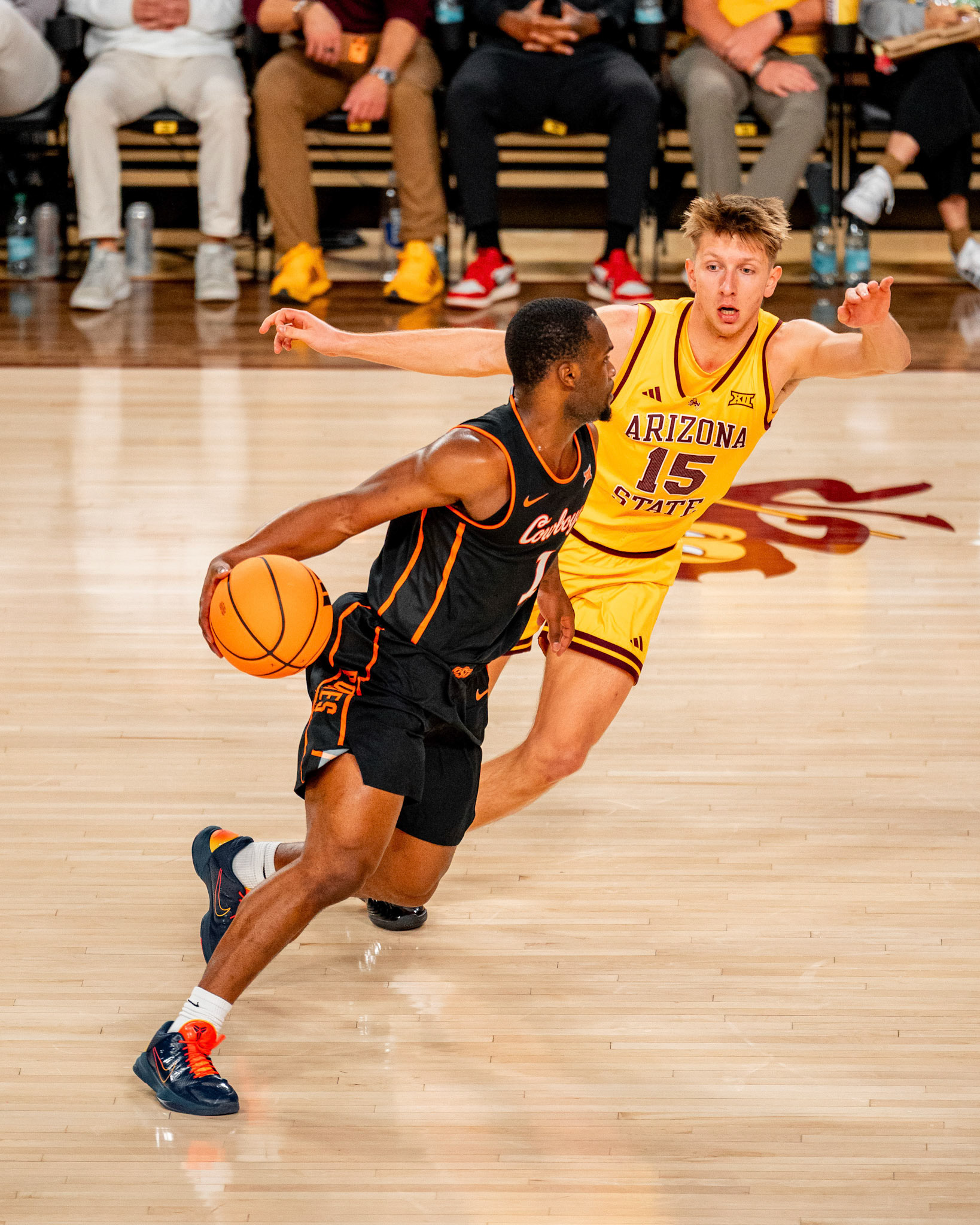 Image Taken at Oklahoma State Mens Basketball at Arizona State University, 10, 02, 2026, Desert Financial Arena, Tempe, Arizona. Carson Skidmore/OSU Athletics