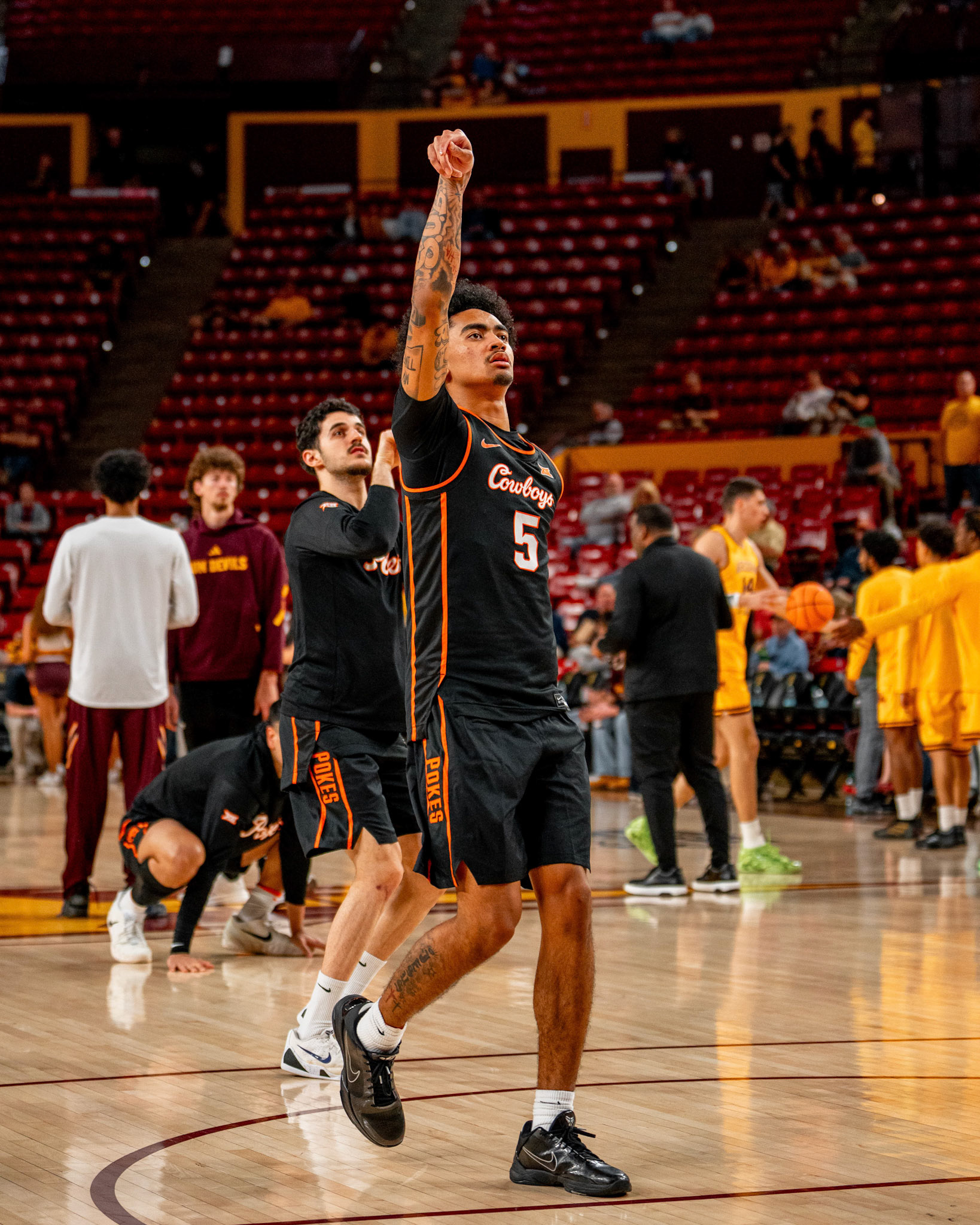 Image Taken at Oklahoma State Mens Basketball at Arizona State University, 10, 02, 2026, Desert Financial Arena, Tempe, Arizona. Carson Skidmore/OSU Athletics