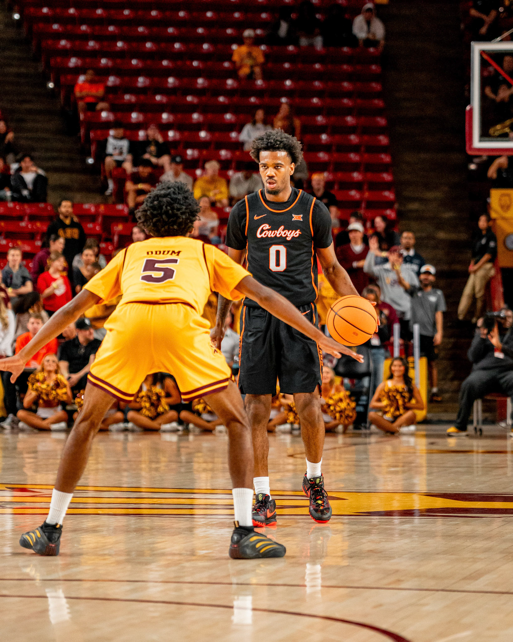 Image Taken at Oklahoma State Mens Basketball at Arizona State University, 10, 02, 2026, Desert Financial Arena, Tempe, Arizona. Carson Skidmore/OSU Athletics