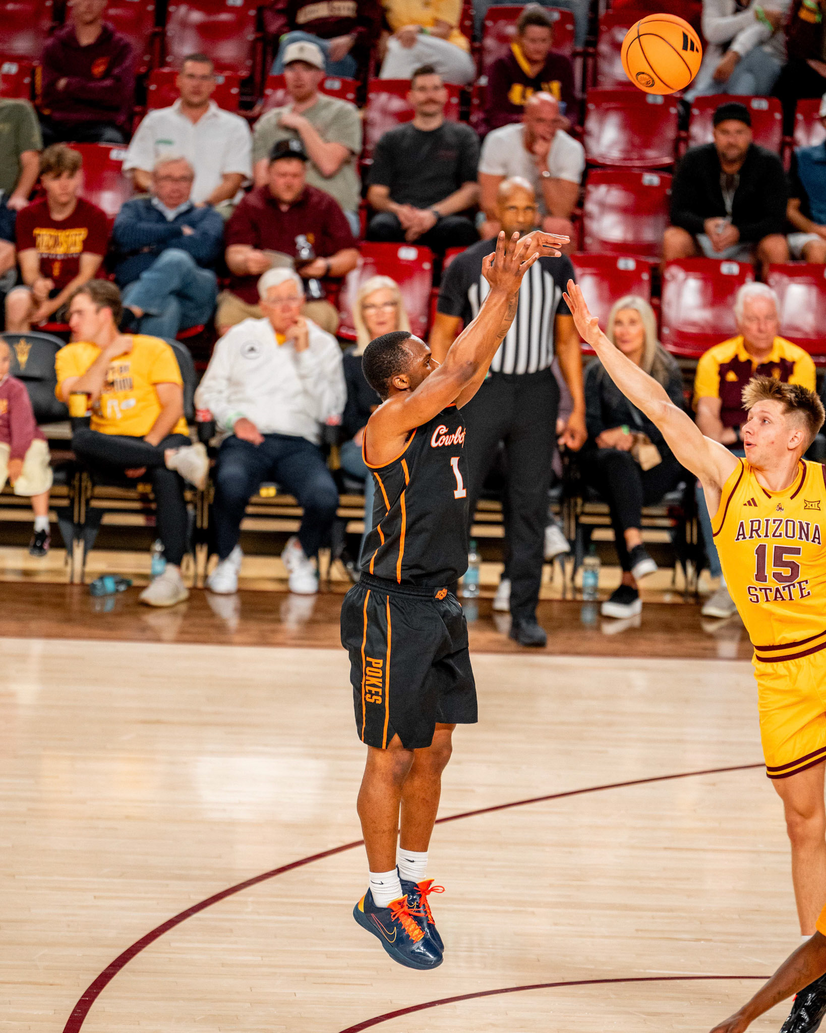 Image Taken at Oklahoma State Mens Basketball at Arizona State University, 10, 02, 2026, Desert Financial Arena, Tempe, Arizona. Carson Skidmore/OSU Athletics