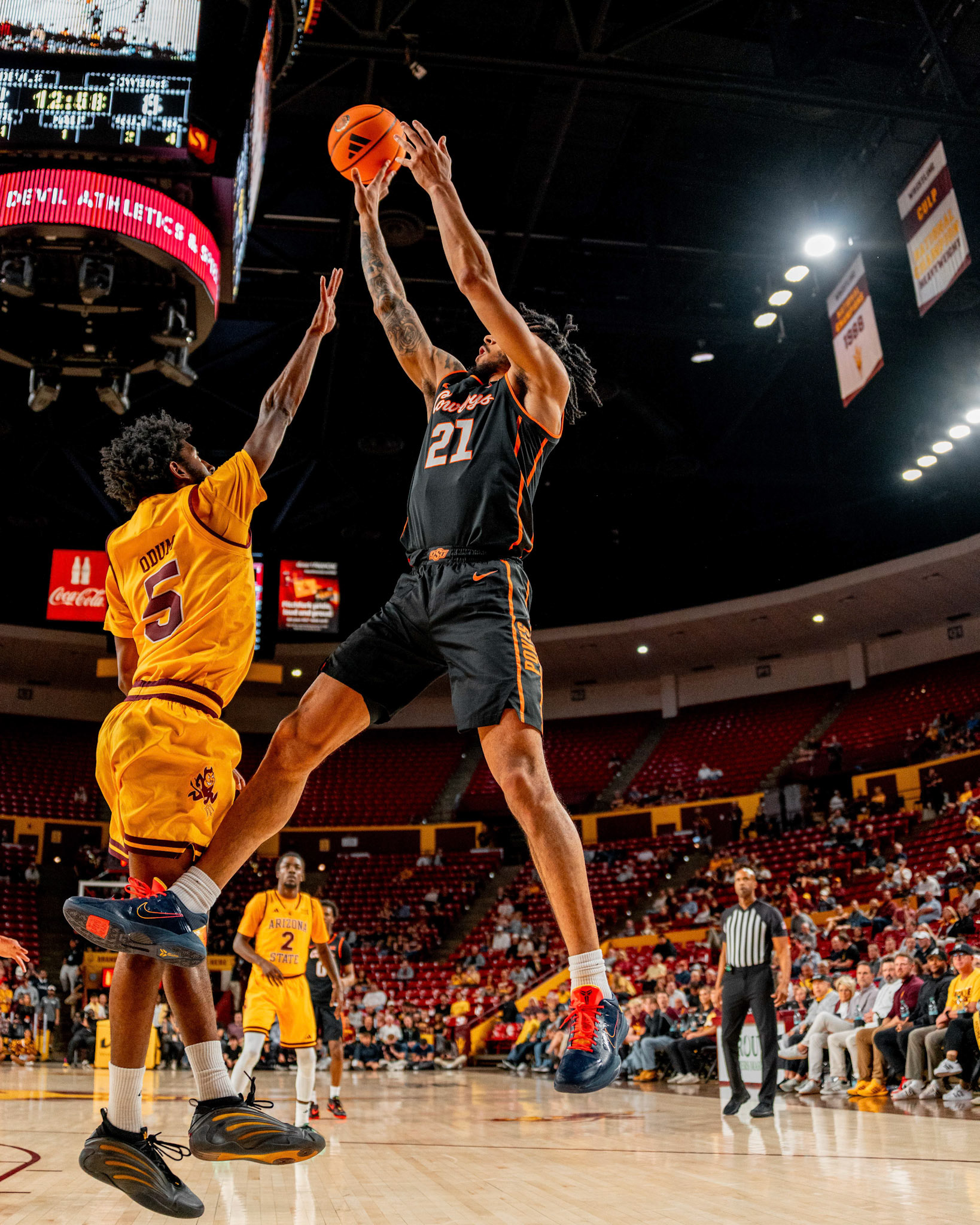 Image Taken at Oklahoma State Mens Basketball at Arizona State University, 10, 02, 2026, Desert Financial Arena, Tempe, Arizona. Carson Skidmore/OSU Athletics