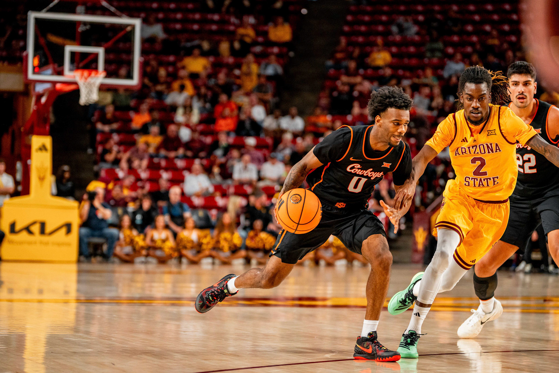 Image Taken at Oklahoma State Mens Basketball at Arizona State University, 10, 02, 2026, Desert Financial Arena, Tempe, Arizona. Carson Skidmore/OSU Athletics