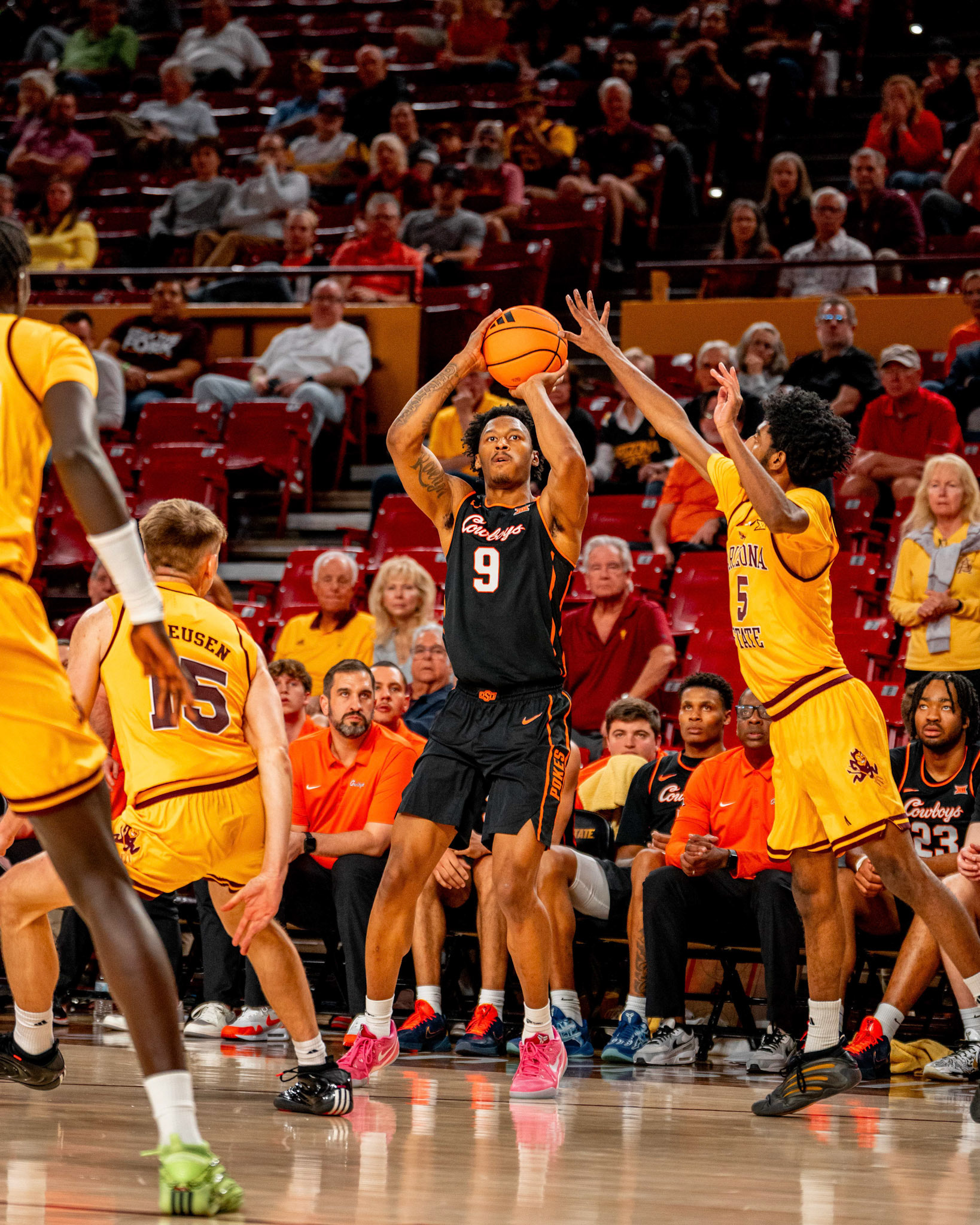 Image Taken at Oklahoma State Mens Basketball at Arizona State University, 10, 02, 2026, Desert Financial Arena, Tempe, Arizona. Carson Skidmore/OSU Athletics