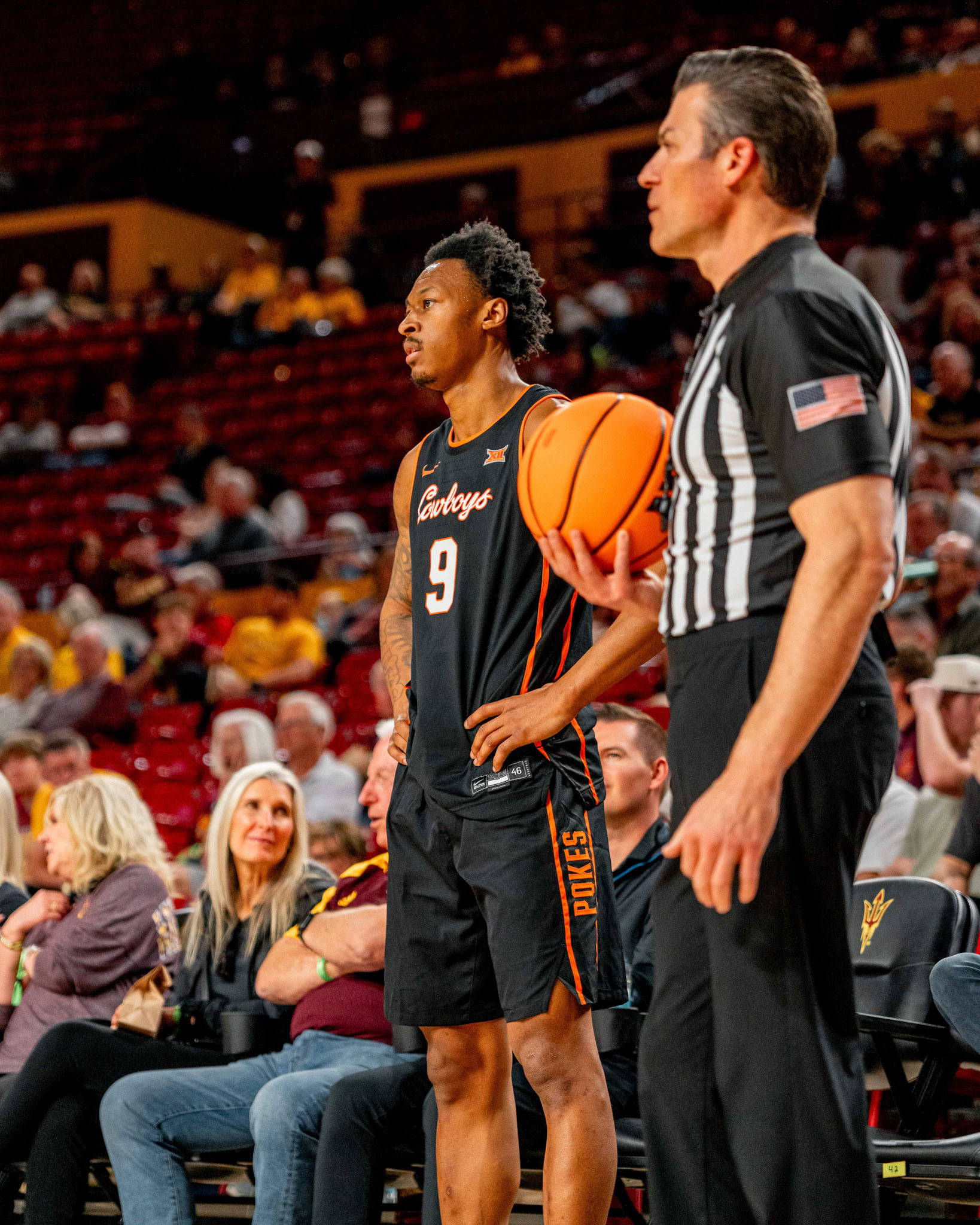 Image Taken at Oklahoma State Mens Basketball at Arizona State University, 10, 02, 2026, Desert Financial Arena, Tempe, Arizona. Carson Skidmore/OSU Athletics