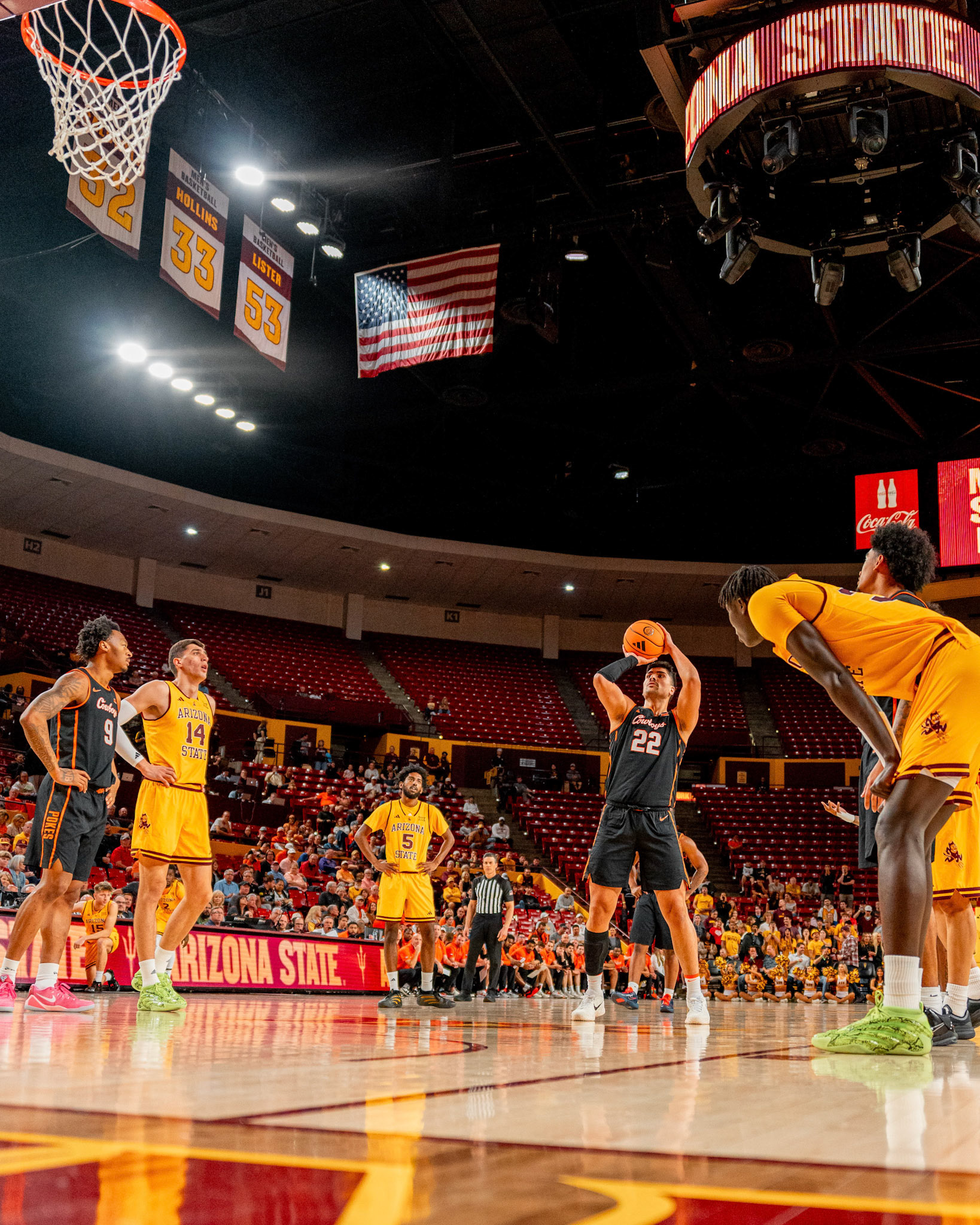 Image Taken at Oklahoma State Mens Basketball at Arizona State University, 10, 02, 2026, Desert Financial Arena, Tempe, Arizona. Carson Skidmore/OSU Athletics
