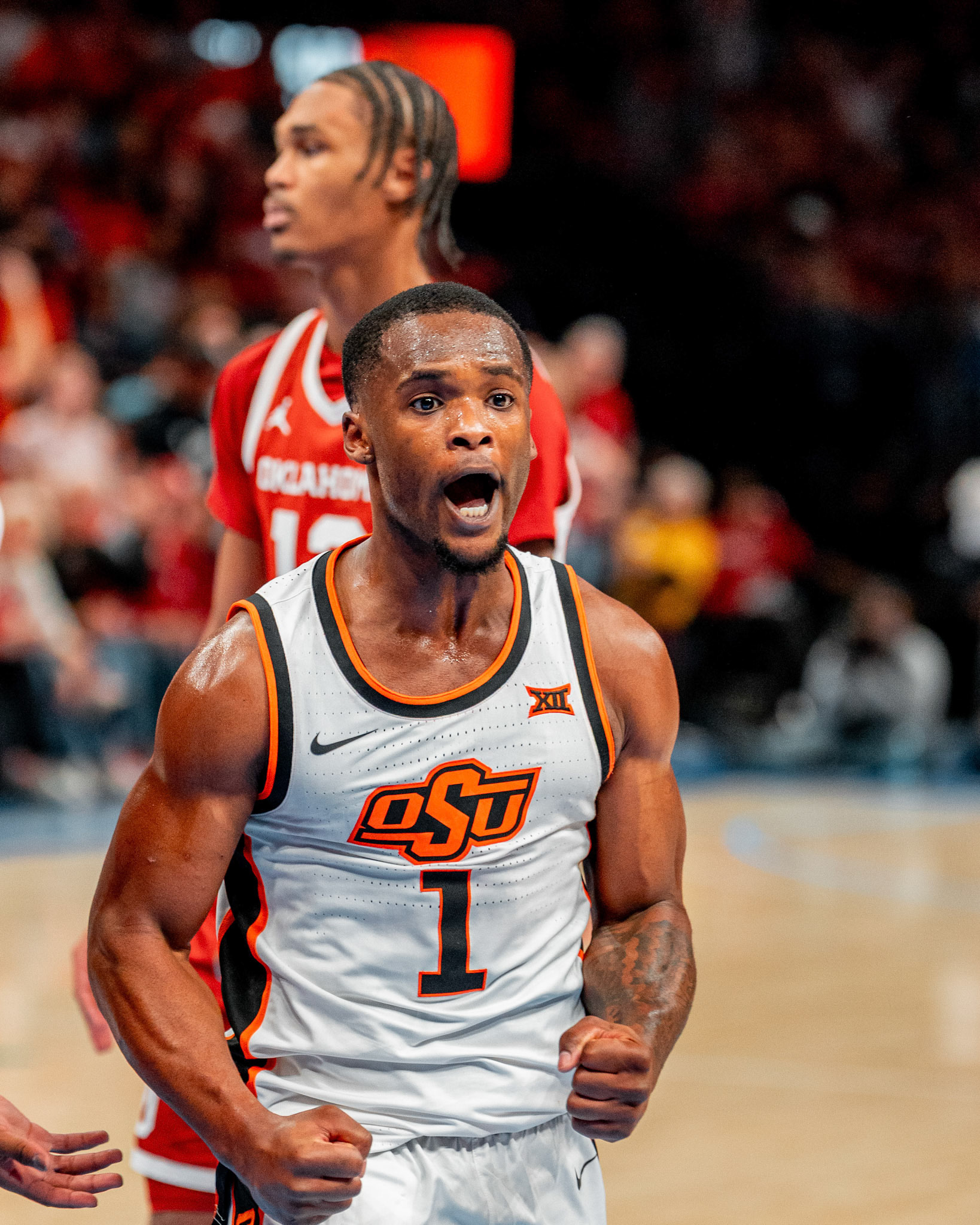 Image Taken at OkState vs Oklahoma, 13, 12, 2025, Paycom Center, Oklahoma City Oklahoma. Carson Skidmore/OSU Athletics