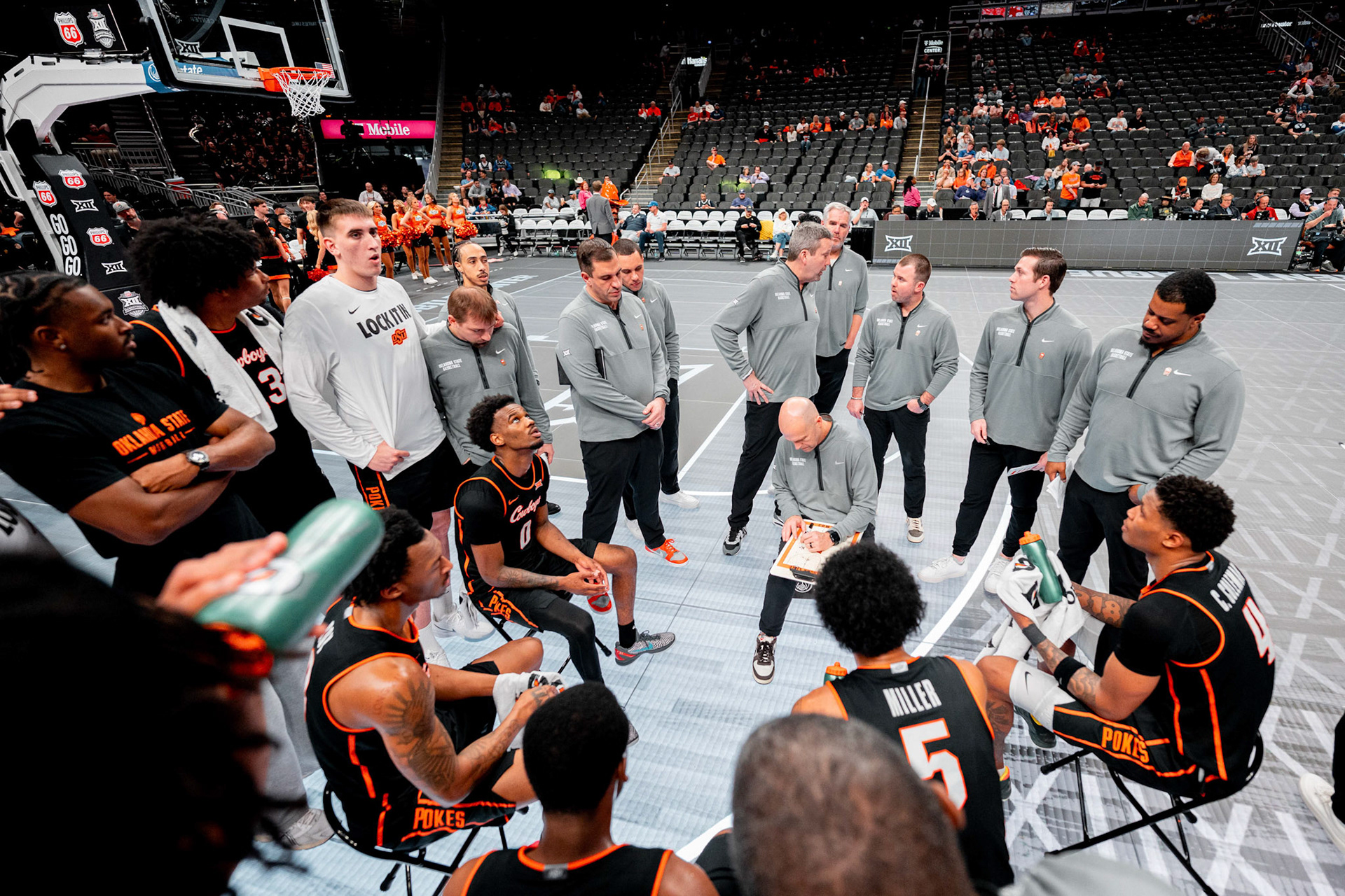 Image Taken at 2026 Phillips 66 Big 12 Men's Basketball Tournament, 11, 03, 2026, T-Mobile Center, Kansas City Missouri. Carson Skidmore/OSU Athletics