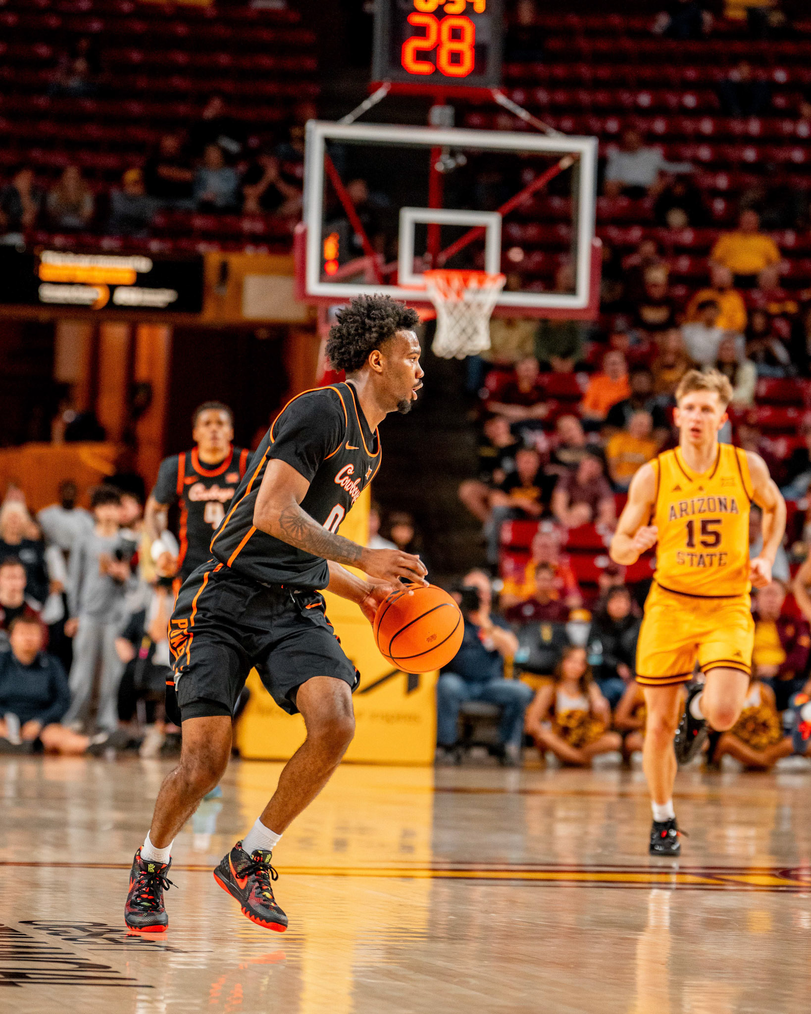 Image Taken at Oklahoma State Mens Basketball at Arizona State University, 10, 02, 2026, Desert Financial Arena, Tempe, Arizona. Carson Skidmore/OSU Athletics