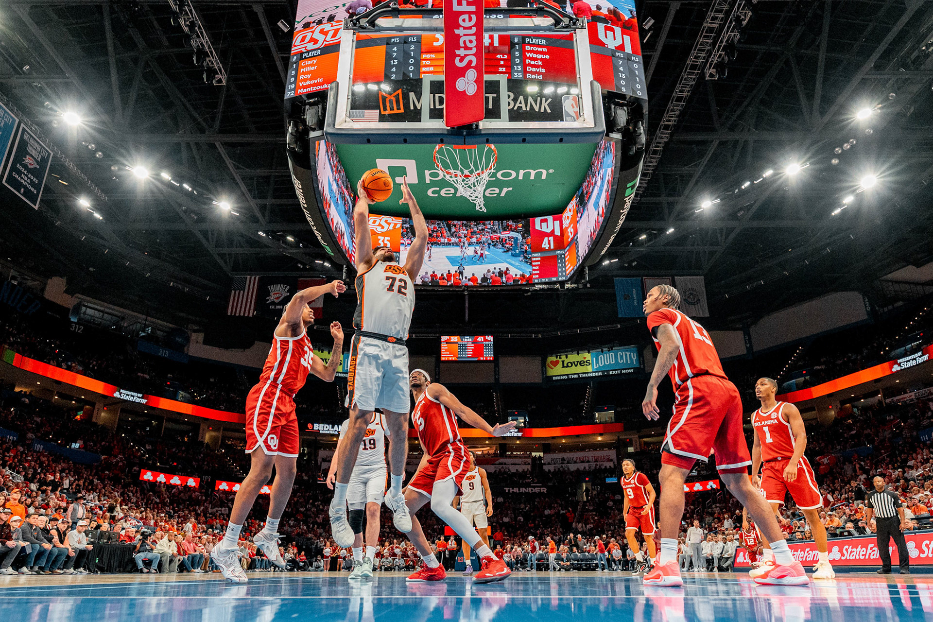 Image Taken at OkState vs Oklahoma, 13, 12, 2025, Paycom Center, Oklahoma City Oklahoma. Carson Skidmore/OSU Athletics