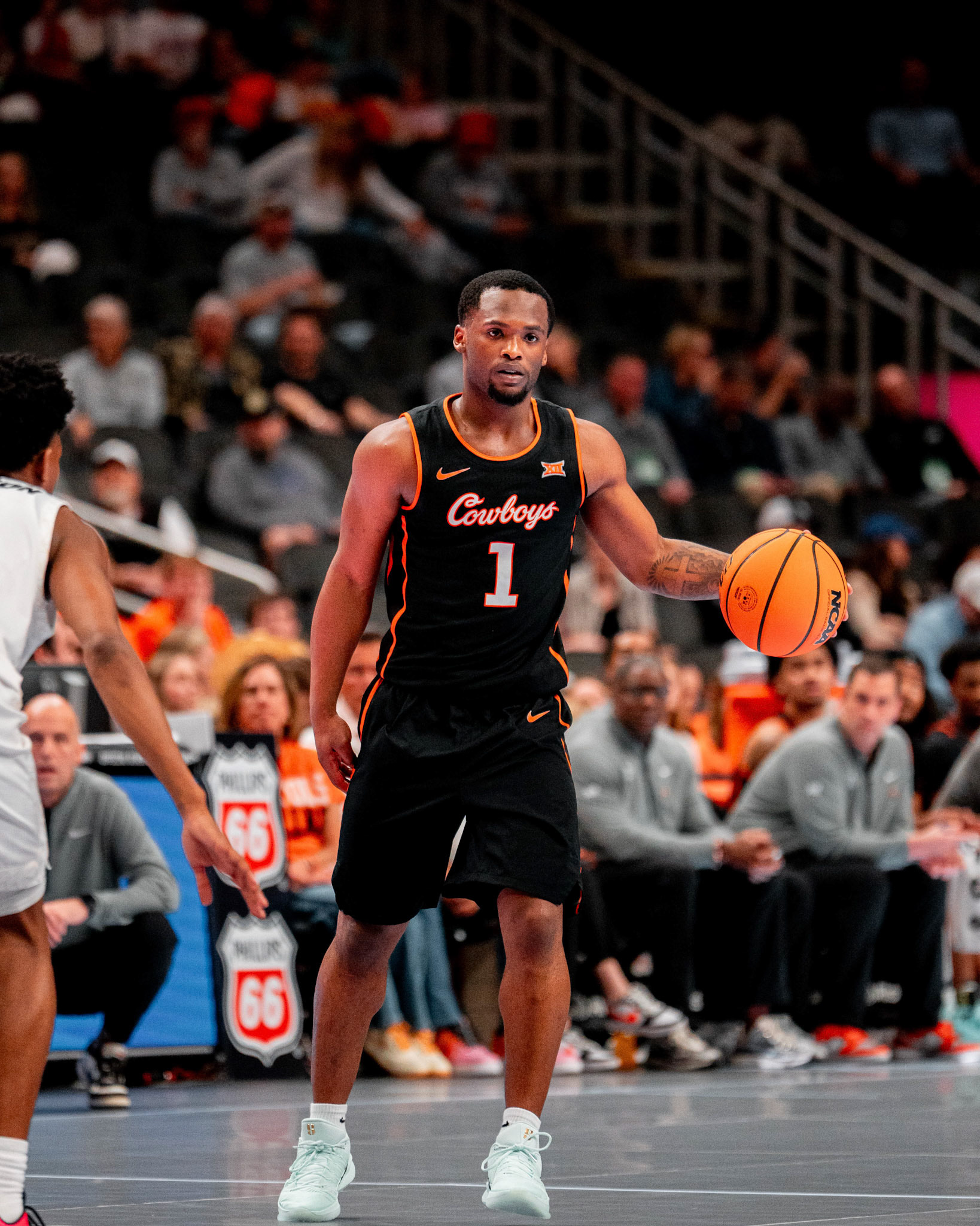 Image Taken at 2026 Phillips 66 Big 12 Men's Basketball Tournament, 11, 03, 2026, T-Mobile Center, Kansas City Missouri. Carson Skidmore/OSU Athletics