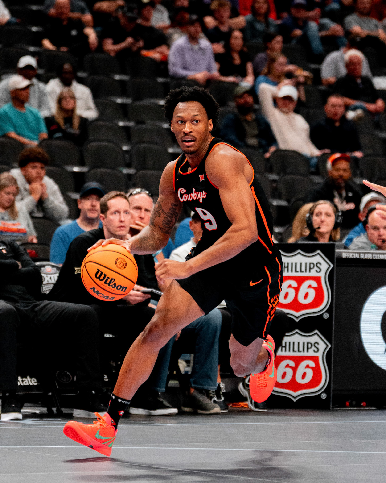 Image Taken at 2026 Phillips 66 Big 12 Men's Basketball Tournament, 11, 03, 2026, T-Mobile Center, Kansas City Missouri. Carson Skidmore/OSU Athletics