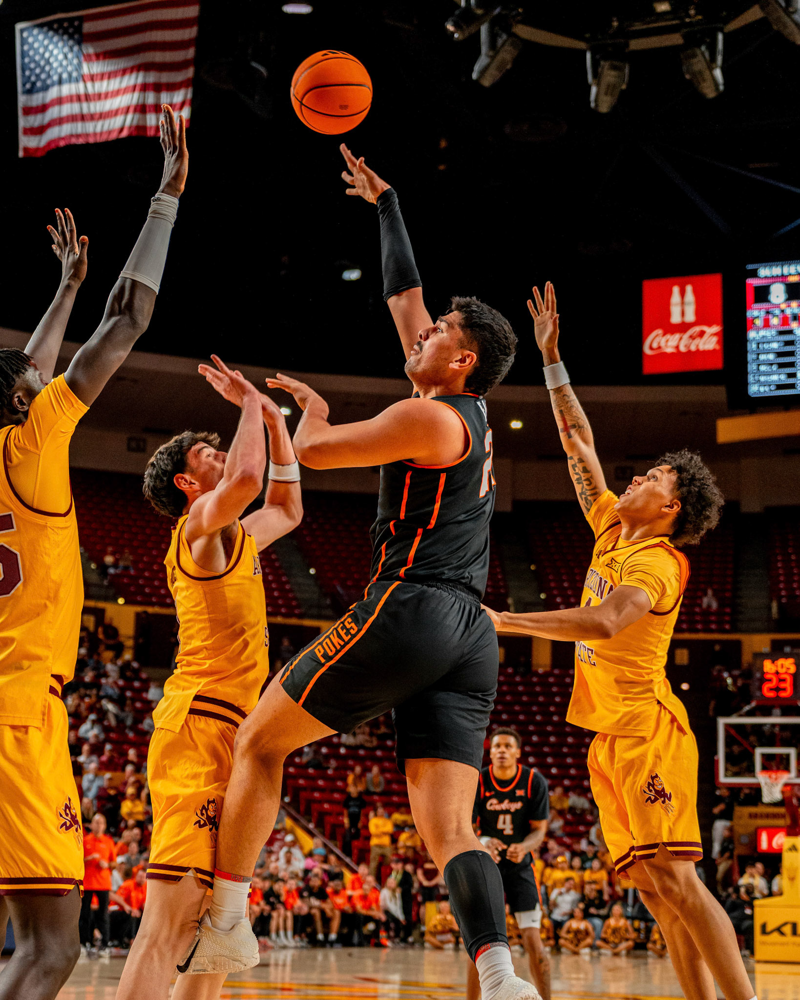 Image Taken at Oklahoma State Mens Basketball at Arizona State University, 10, 02, 2026, Desert Financial Arena, Tempe, Arizona. Carson Skidmore/OSU Athletics