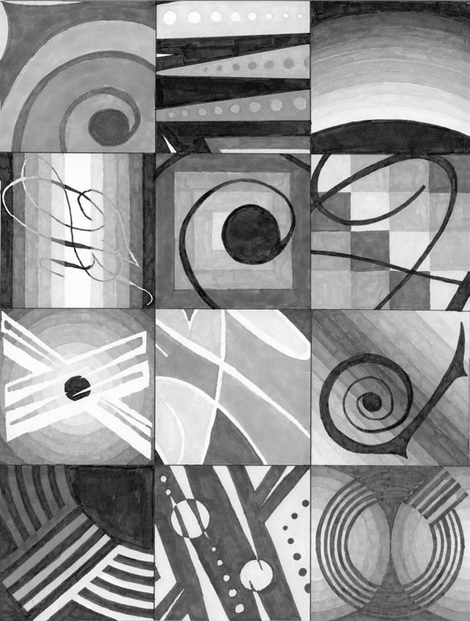 Grey Scale Type cropped composition in marker