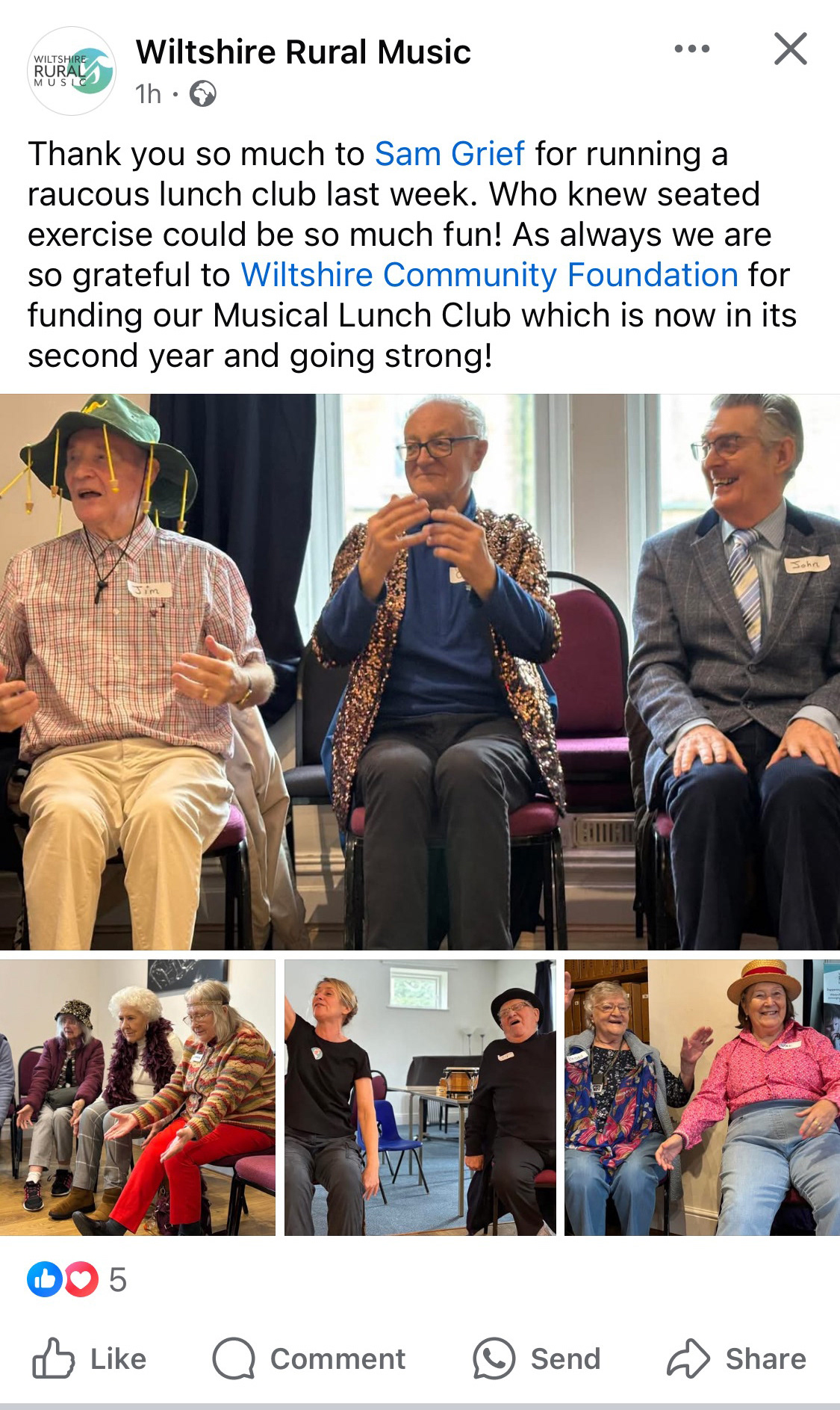 Social media post about Wiltshire Rural Music session