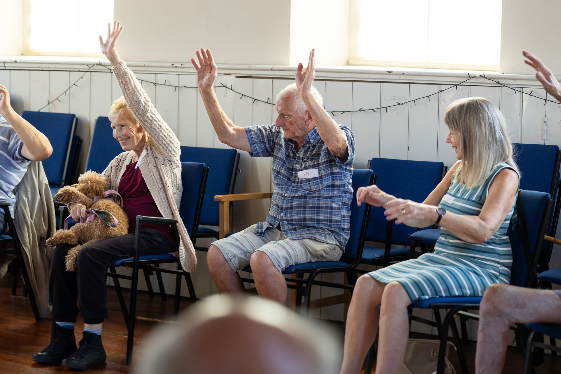 Gentle warm up at Curo Memory Cafe session ©Anthony Brown