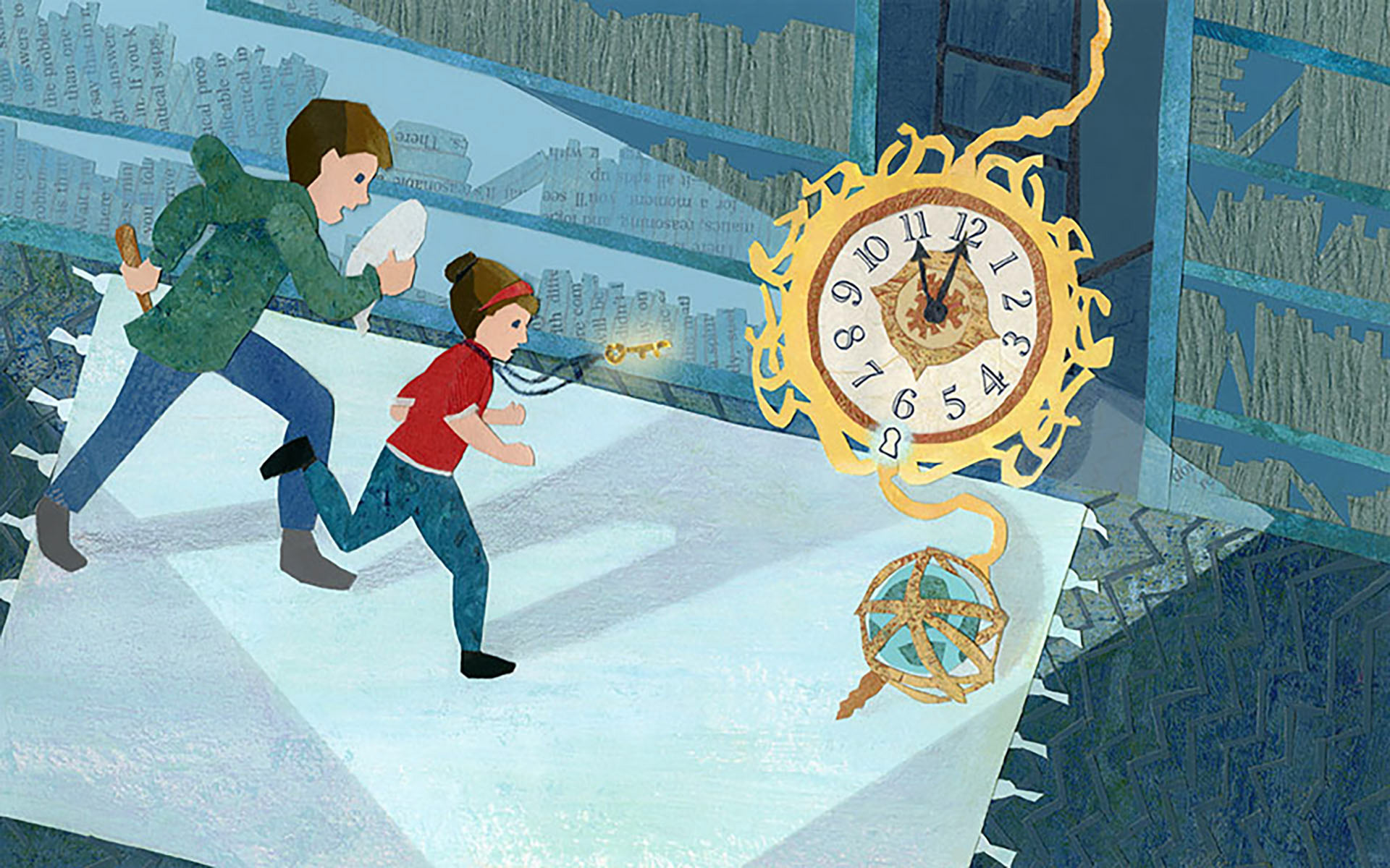 Library Clock, Cut Paper