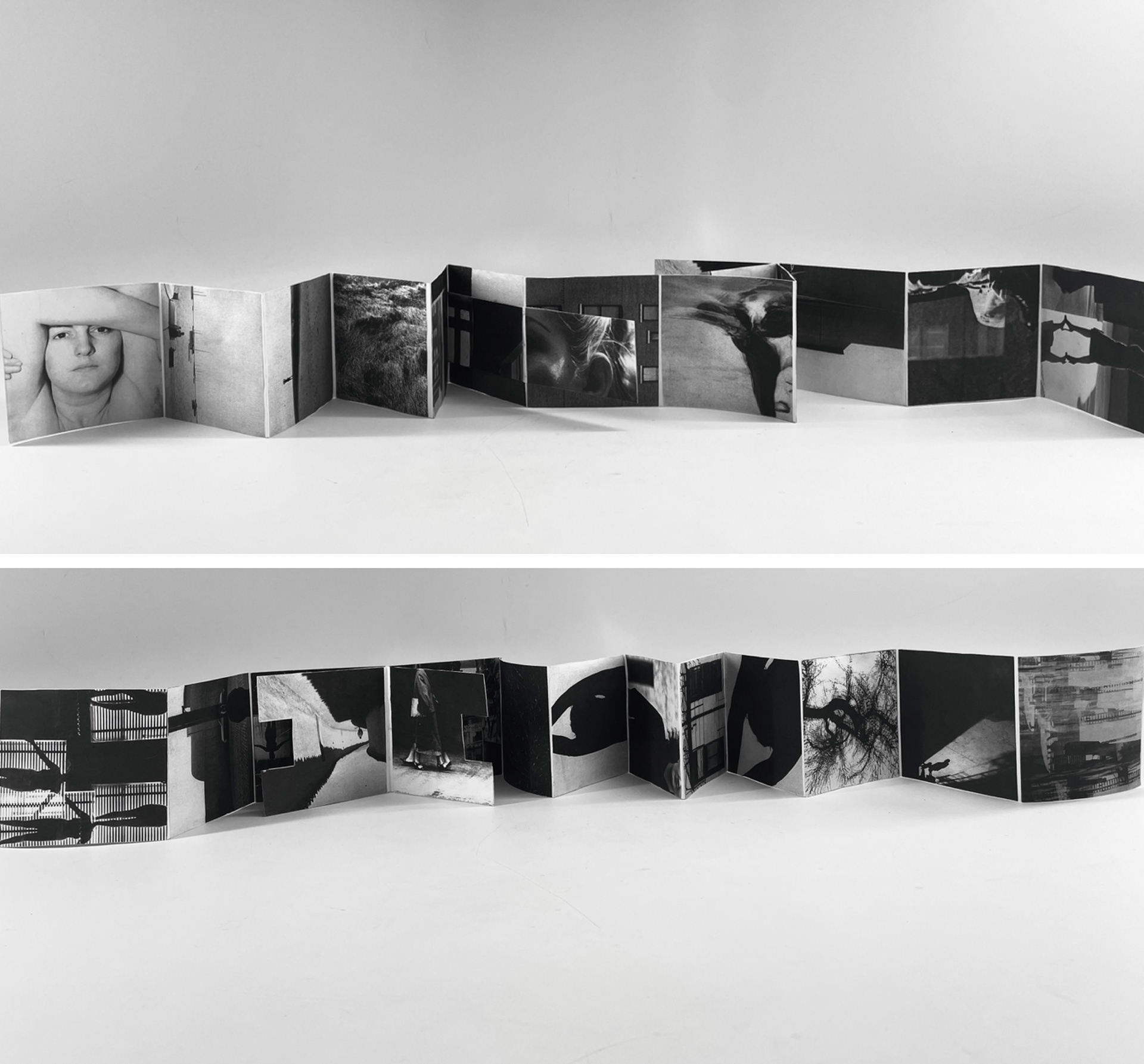 The second side of the book immediately starts with dark values, whereas the first side began with light values. This shows how the journey to self-discovery is not always easy, but the persistence of light values emphasizes how one can overcome adversity. 