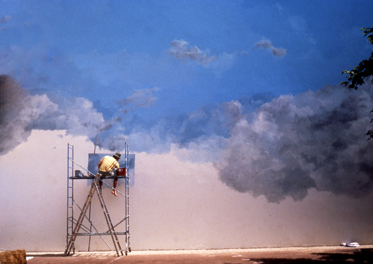 Dominique Antony painting a sky. Gentilly, France