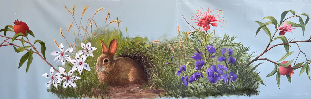 Carefully measured, each panel was composed around themes specific to a personal family history or in relation to Australian plants with a few exceptions... testifying to the history of the country.
