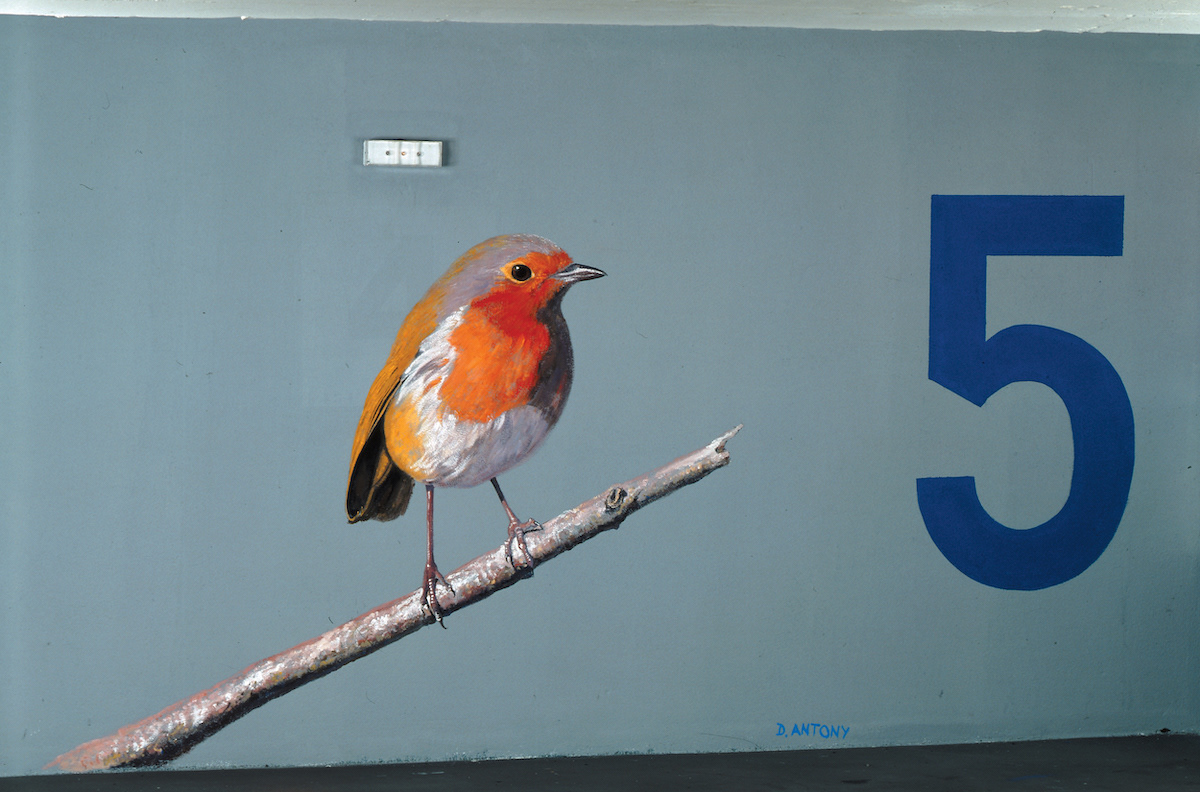Details of 170 meters long painting on 5 levels for a car park in Strasbourg (France).