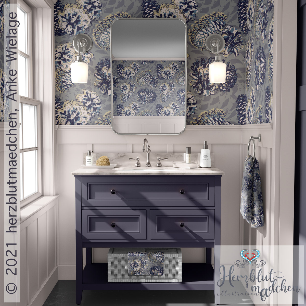 Herodesign 'TALLKOTT' on tapestry and on a towel