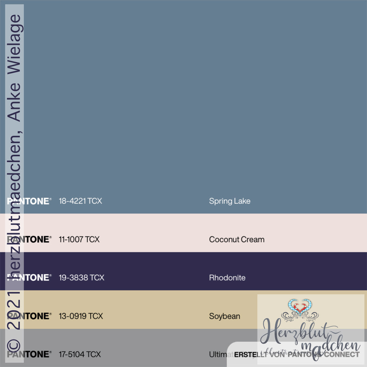 The Pantone color palette of this design (the sixth color is a RGB greytone)