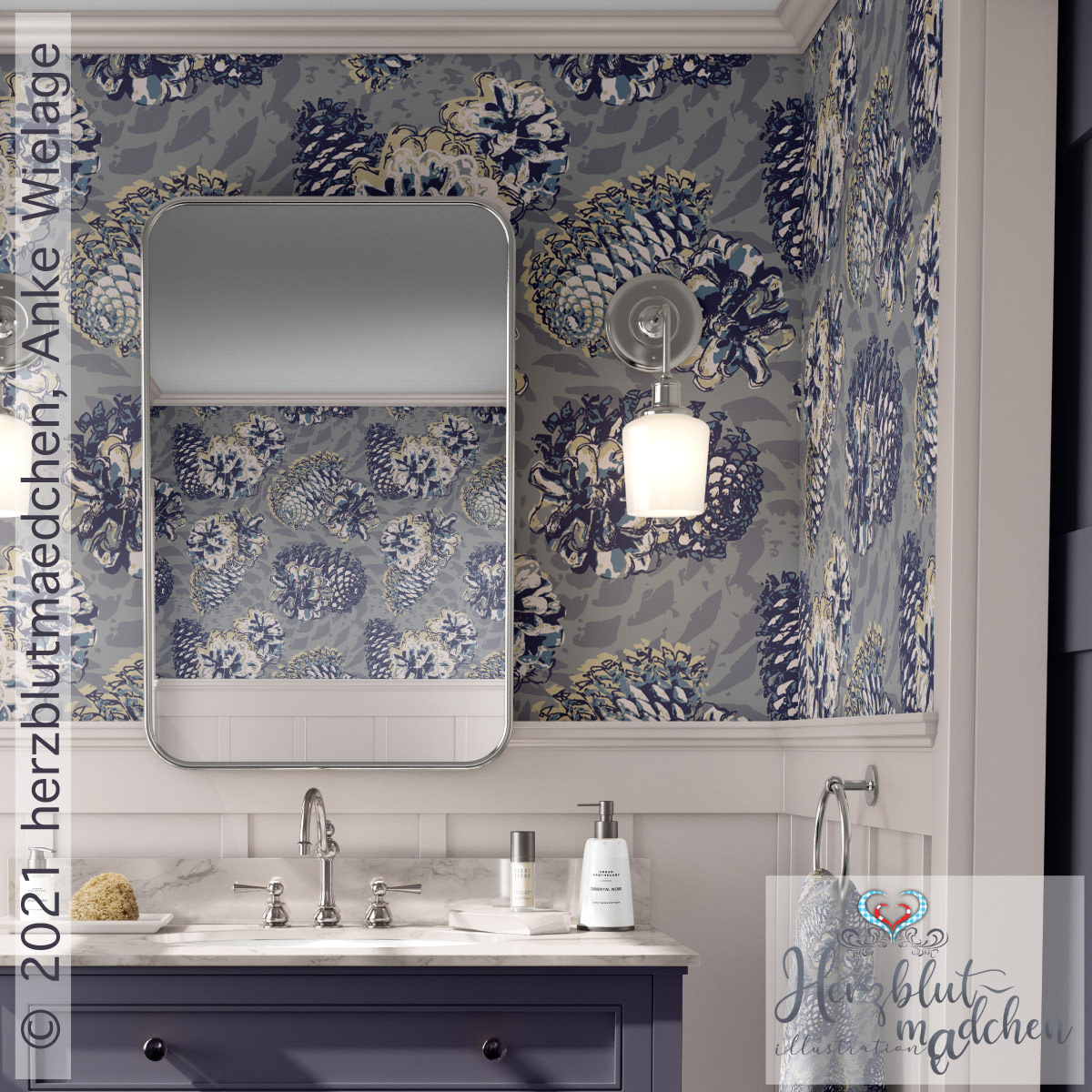 Herodesign 'TALLKOTT' on tapestry and on a towel