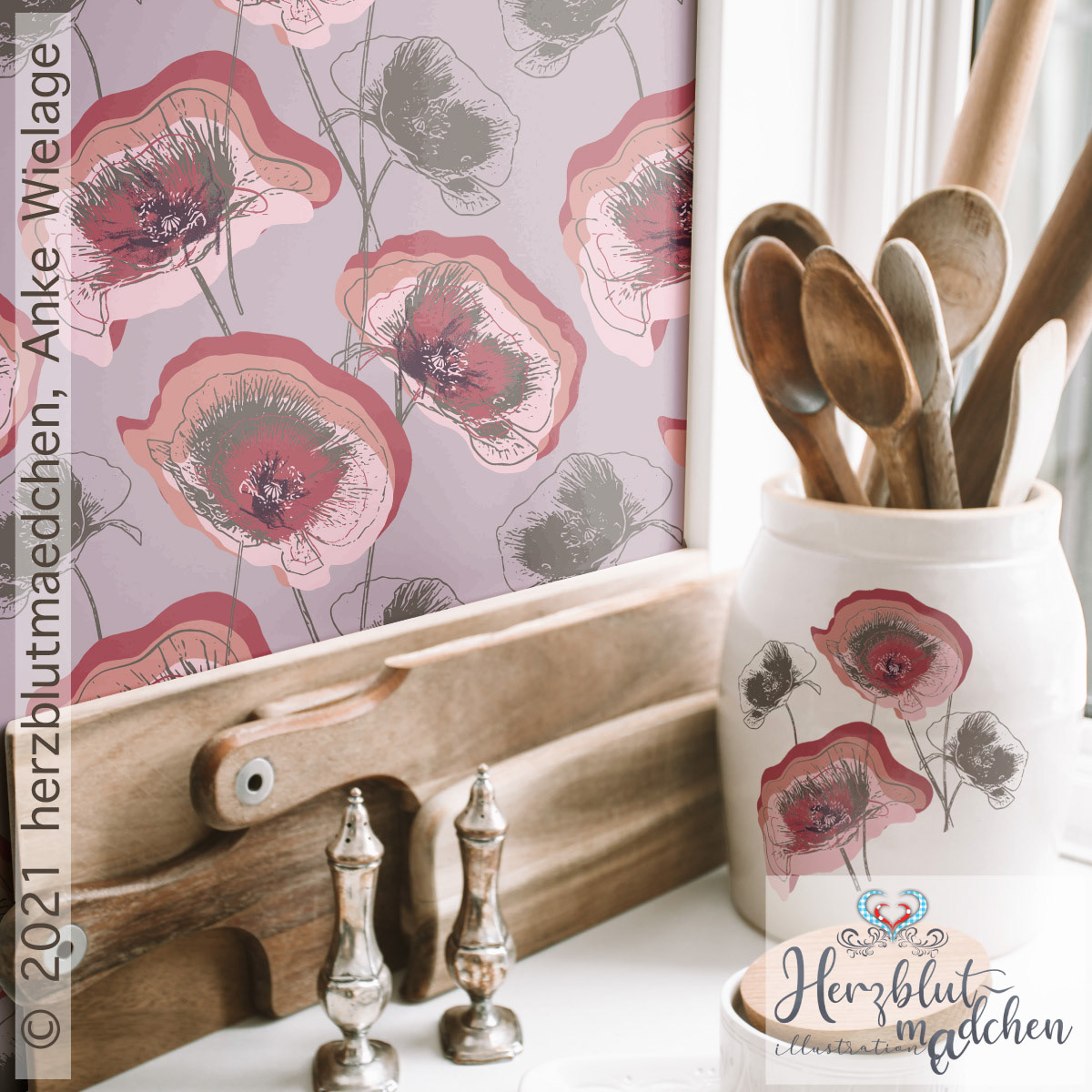 'VALLMO' on a kitchen wallpaper
