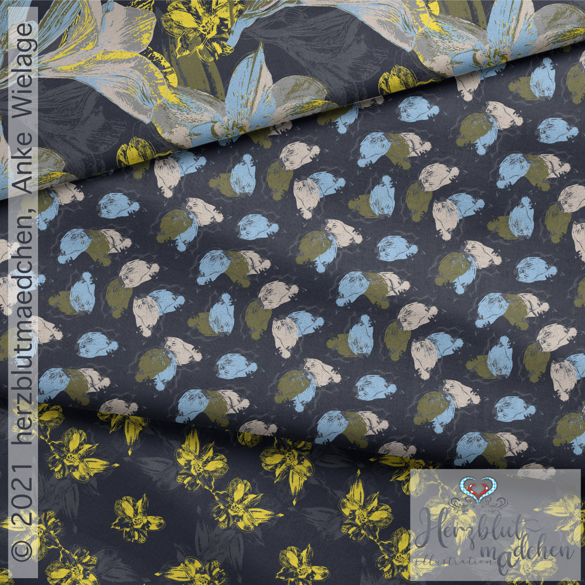 'DONNA' hd and coordinate designs 1 and 2 on fabric