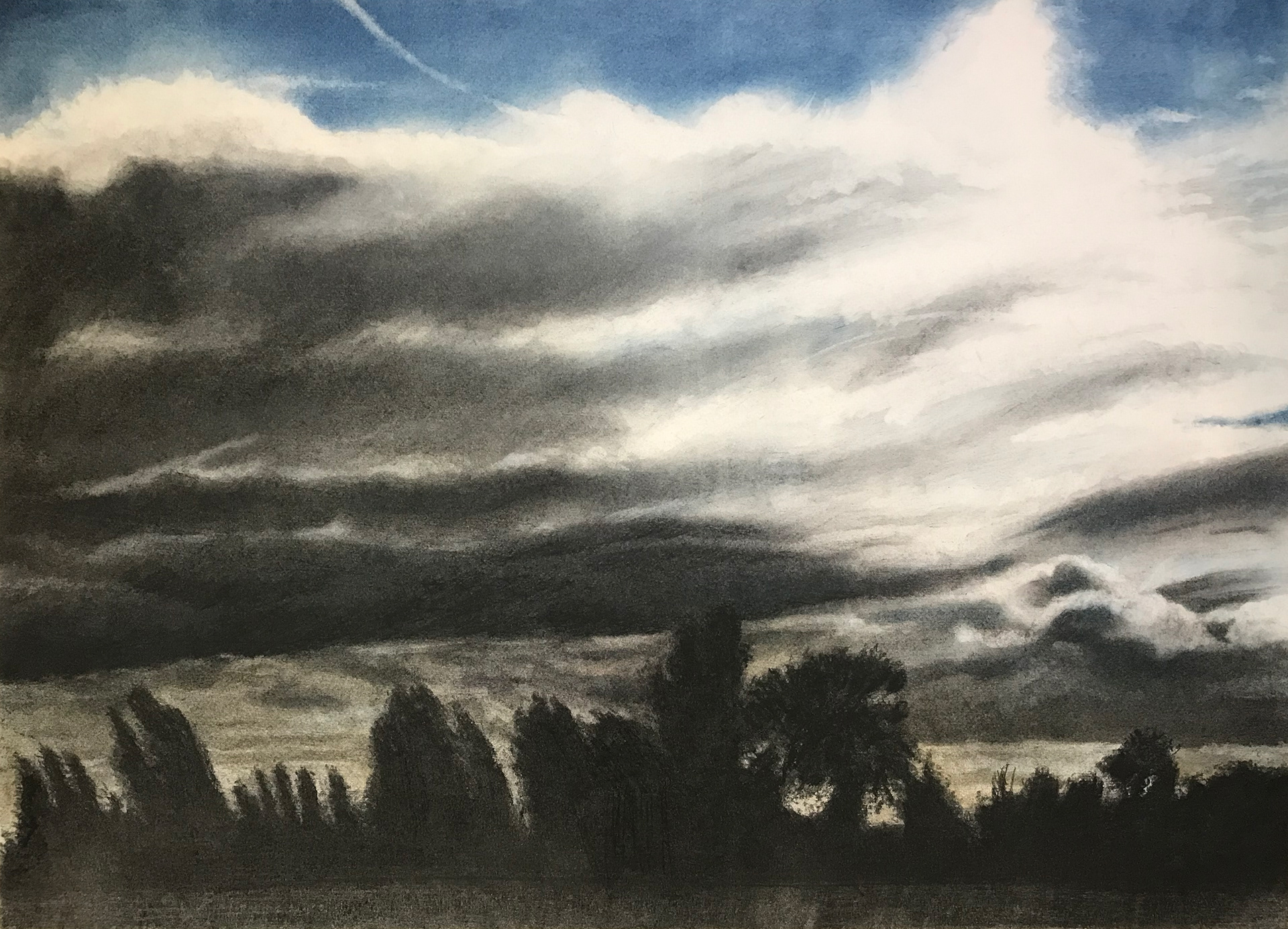 Charcoal and blue pigment