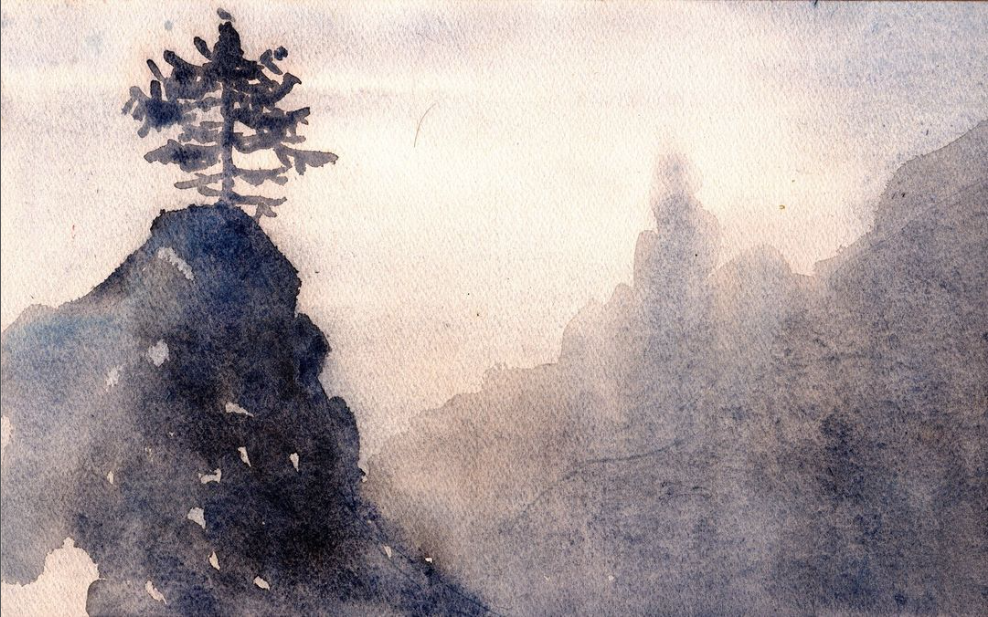 21. Tree – Liquid charcoal on paper – Frame 40x30cm - Artwork 17x27,5cm - Price artwork 80€ / With frame + passepartout 155€