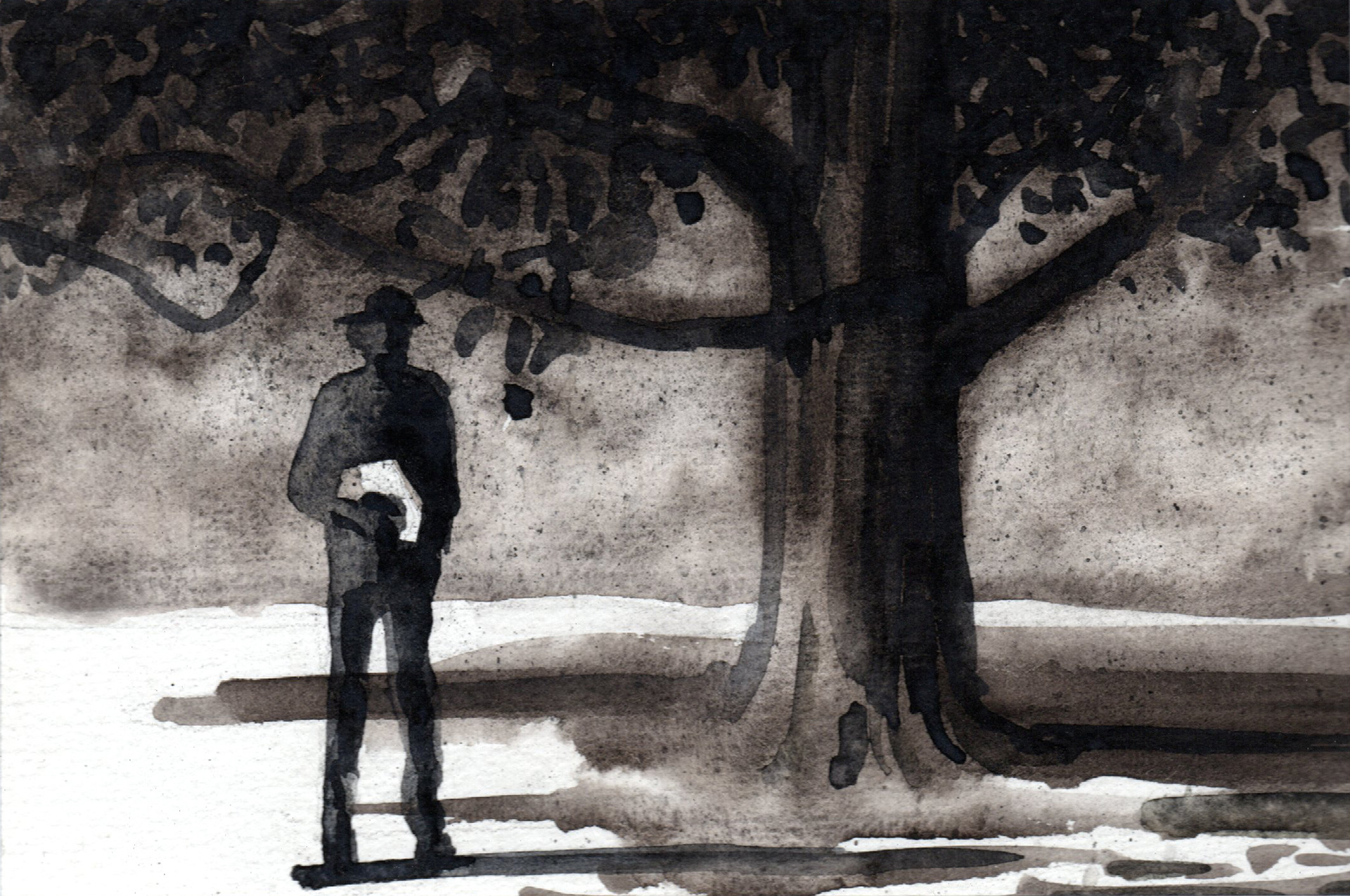 31. Geert – Liquid charcoal on paper – Frame 24x18cm - Artwork 18x12cm - Price artwork 50€ / With frame + passepartout 100€ / SOLD