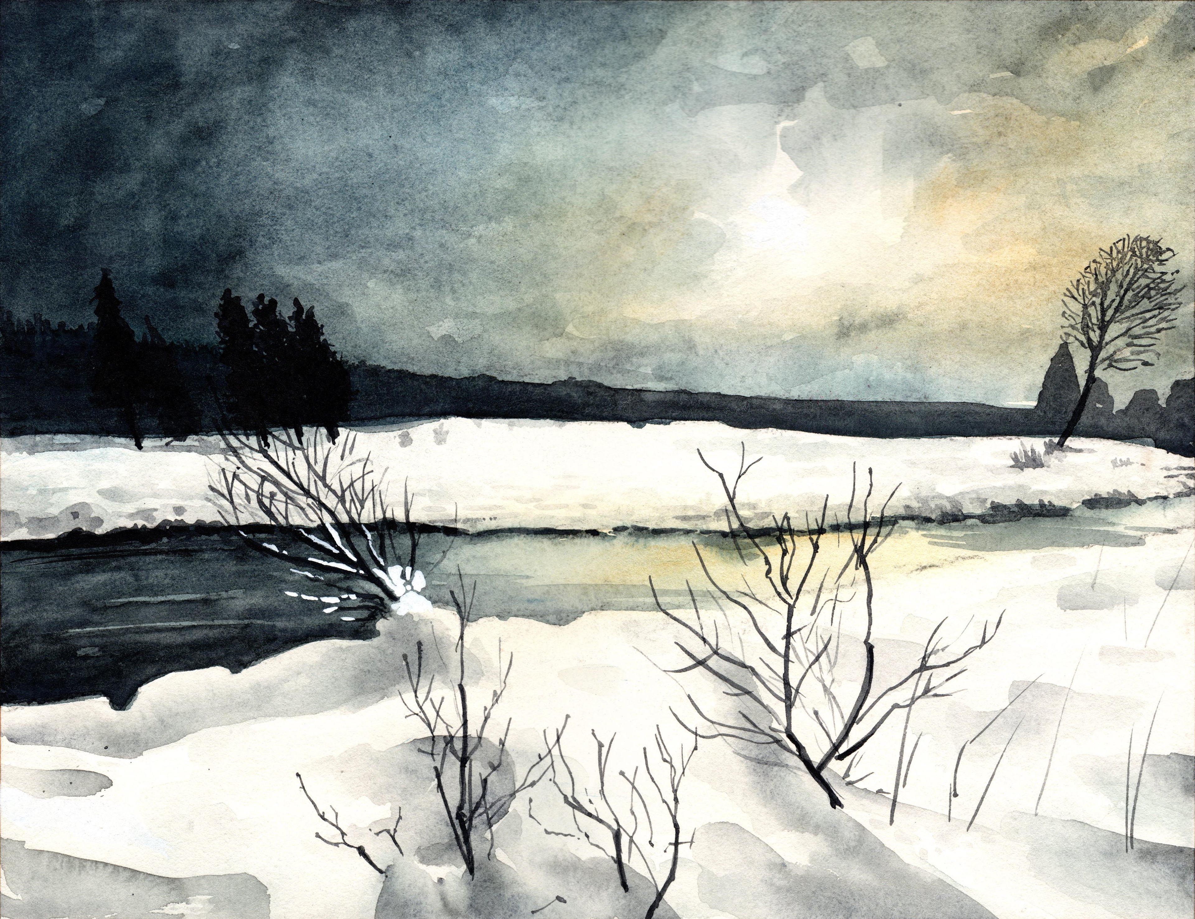 Liquid charcoal and pastel
