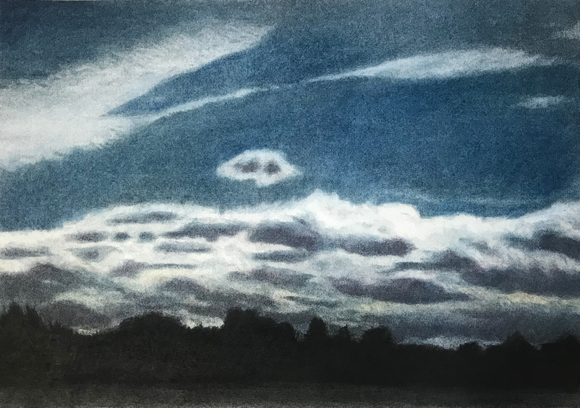 Charcoal and blue pigment
