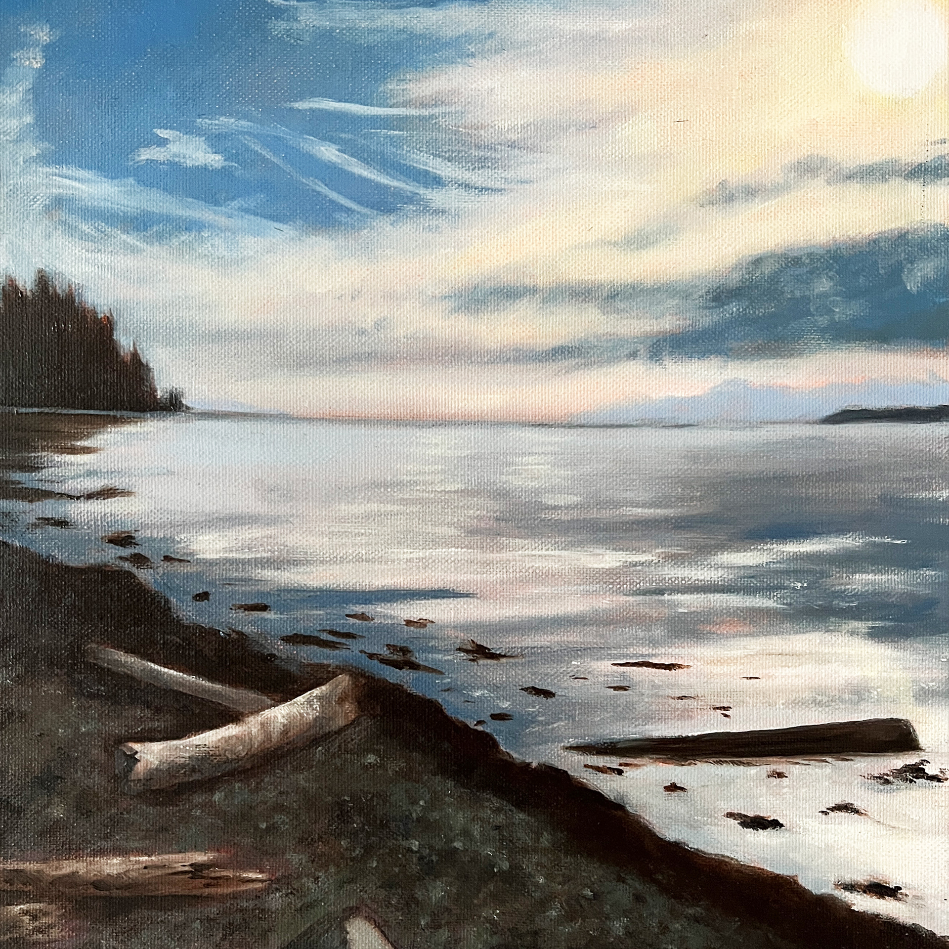 " Sunset's Embrace", Oil on Canvas 12"x12"