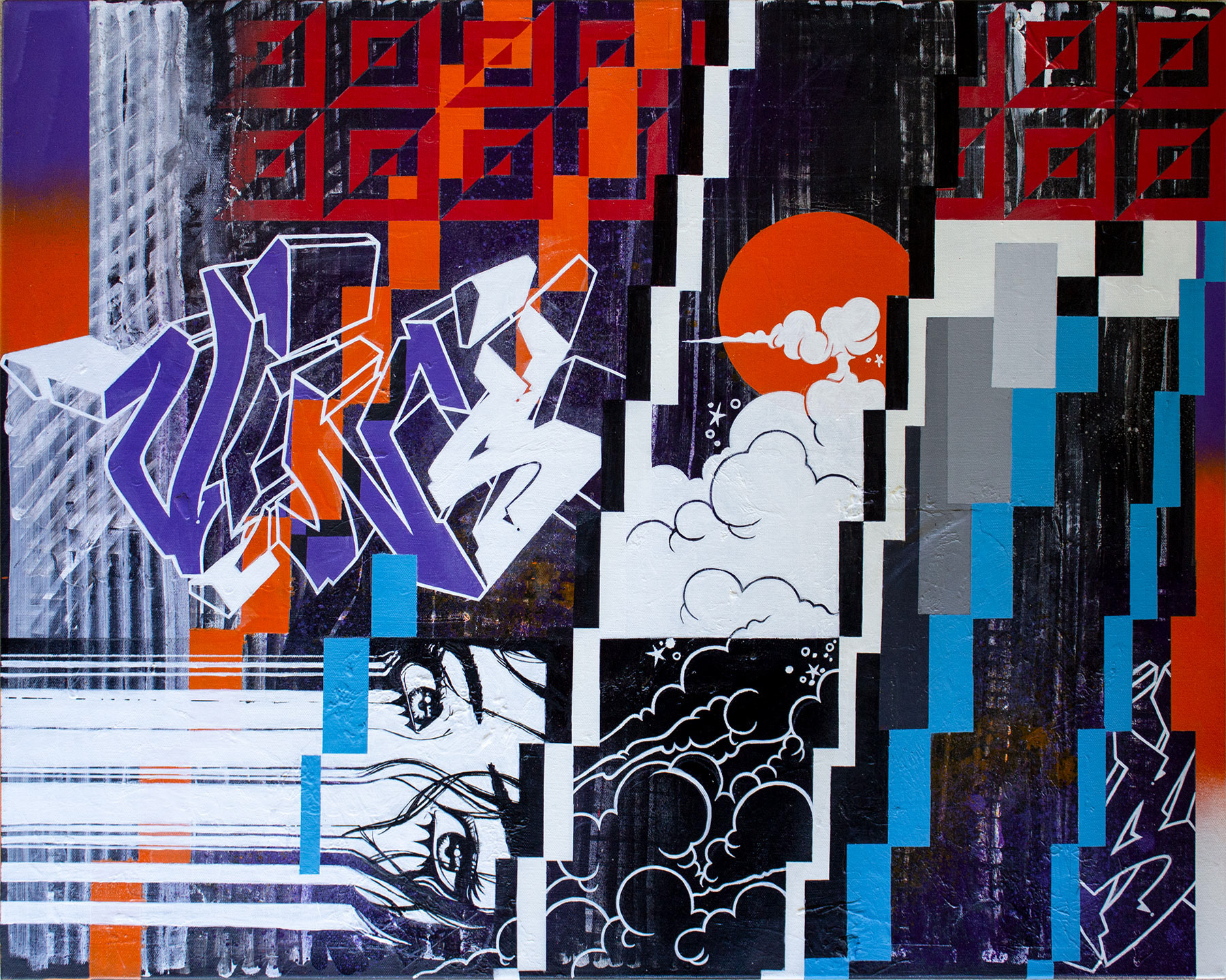 Ink, Acrylic and Spray Paint