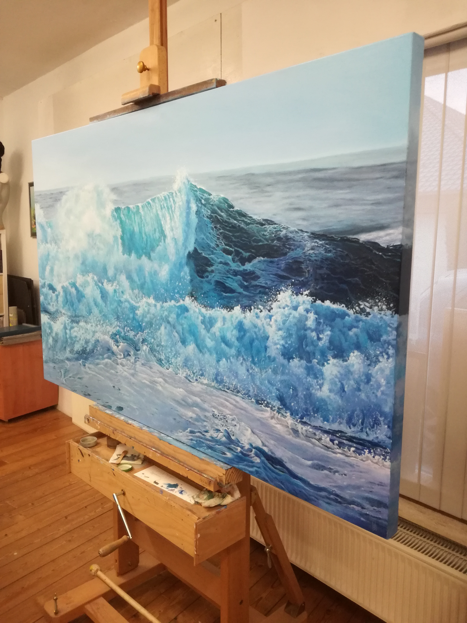 Waves #08 - On The Third Day - Nazaré, Portugal - Oil on canvas - 162 x 100 cm