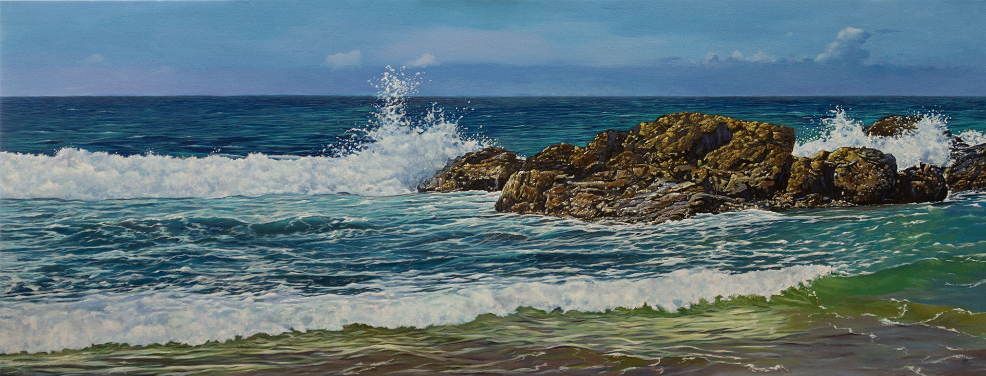 Waves #06 - Atlantic - Atlantic Coast, Portugal - Oil on canvas - 160 x 61 cm