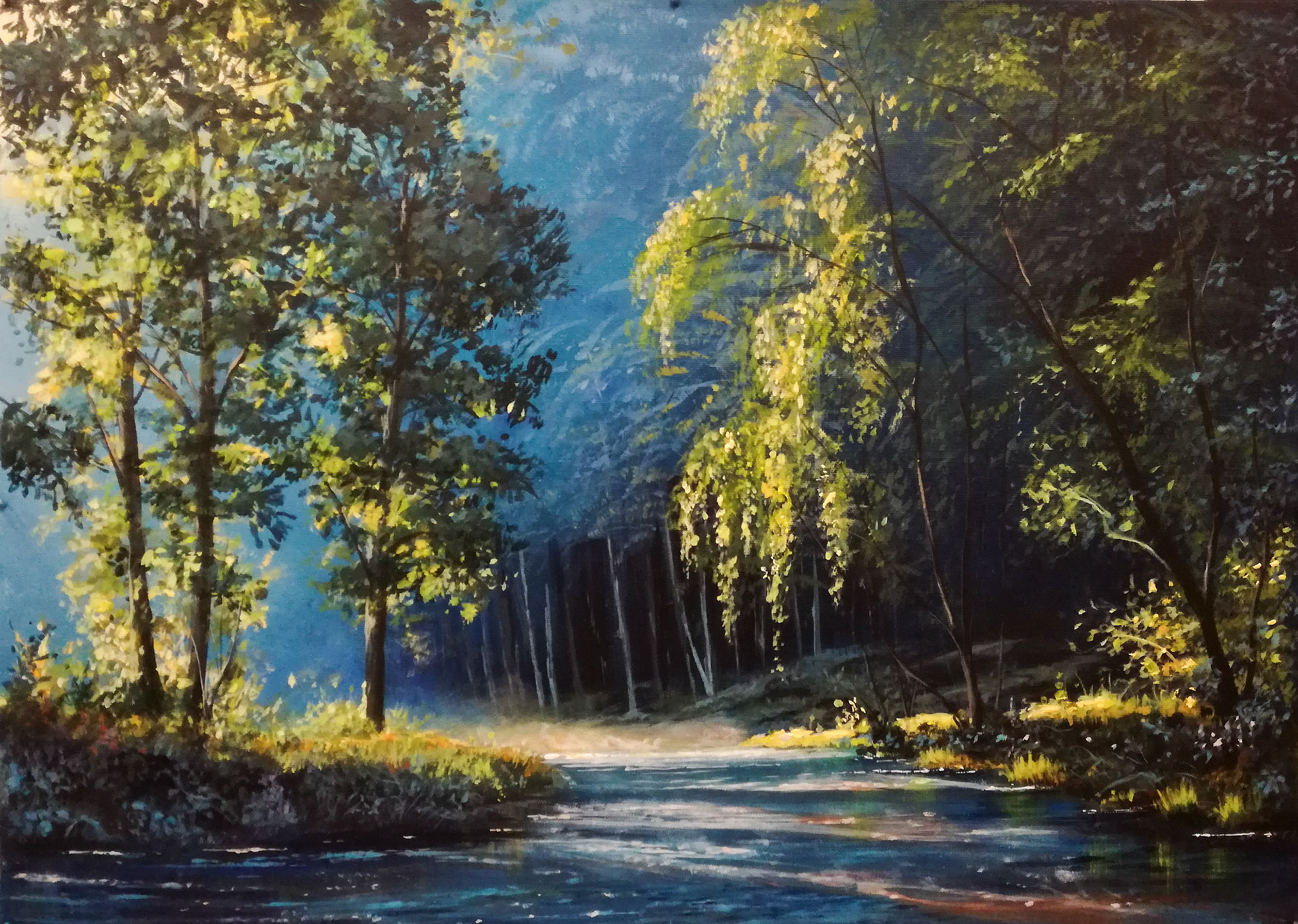 Forest study after Viktor Yushkevich - acrylics on canvas - 59 x 42 cm