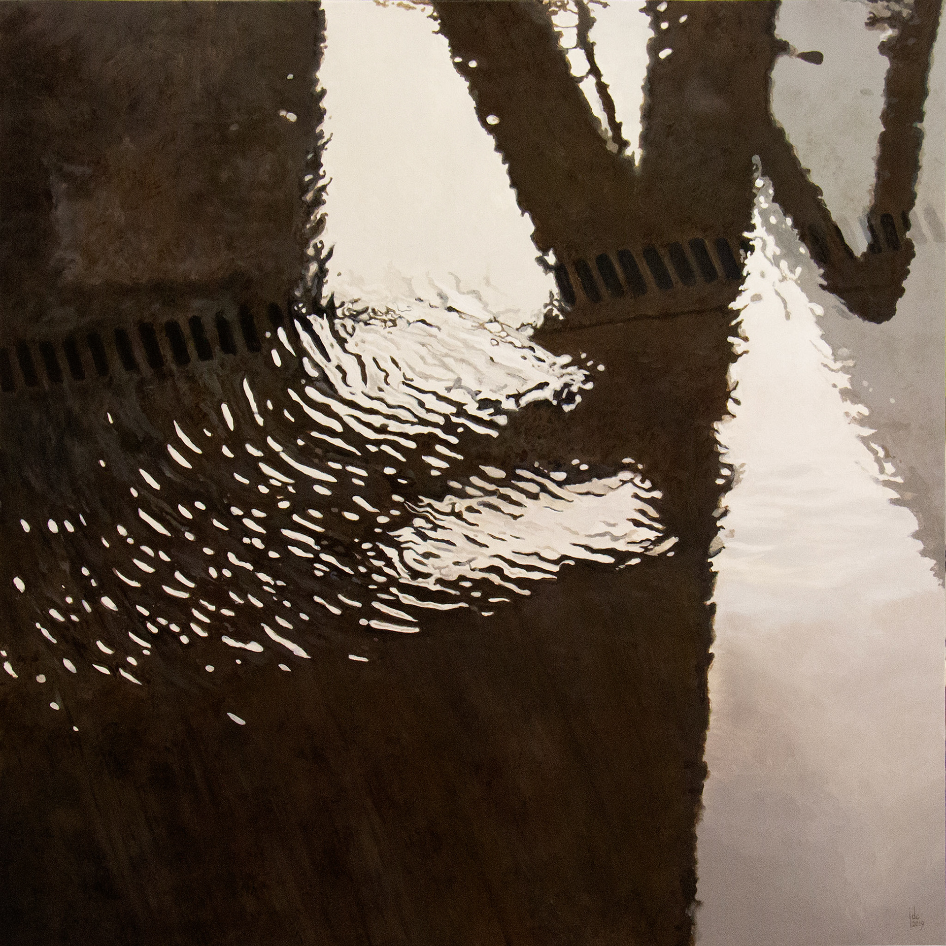Ripples Of A Dying Industry, Corelio Printing Factory, Erpe - oil on panel - 80 x 80 cm