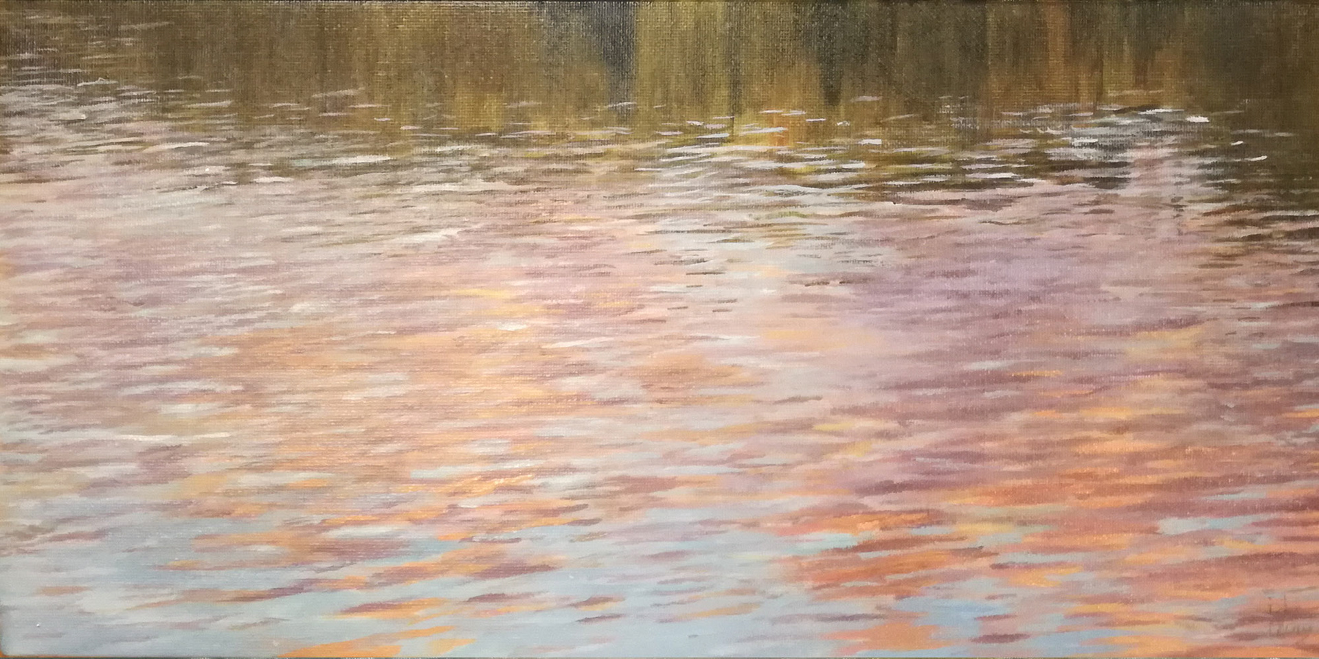 Ripples study, De Schelde, Wichelen - oil on canvas panel - 40 x 20 cm
