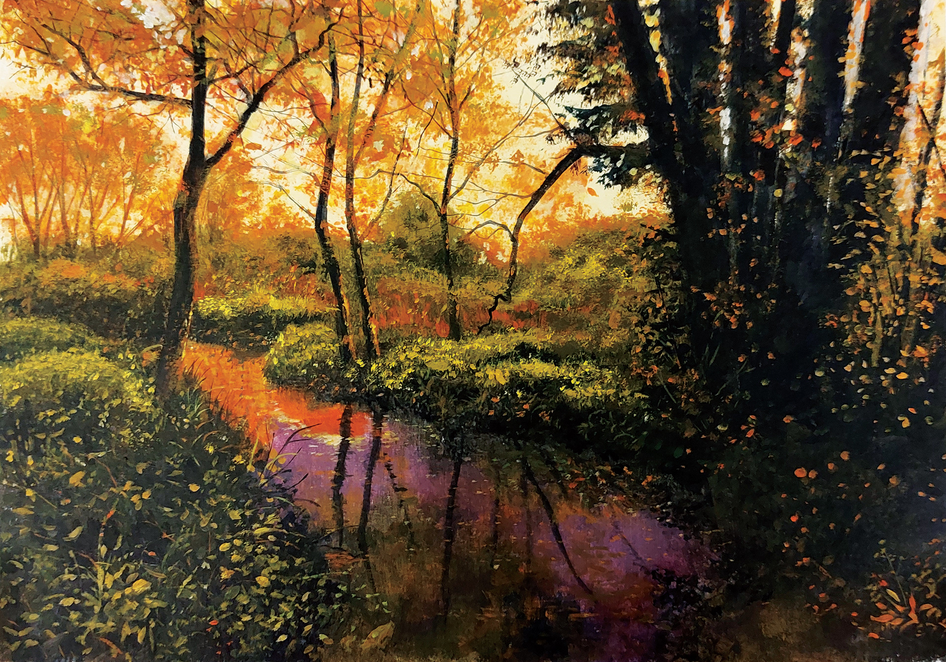 Pond #3 - acrylic on gessoed aquarel paper - 35 x 24,5 cm