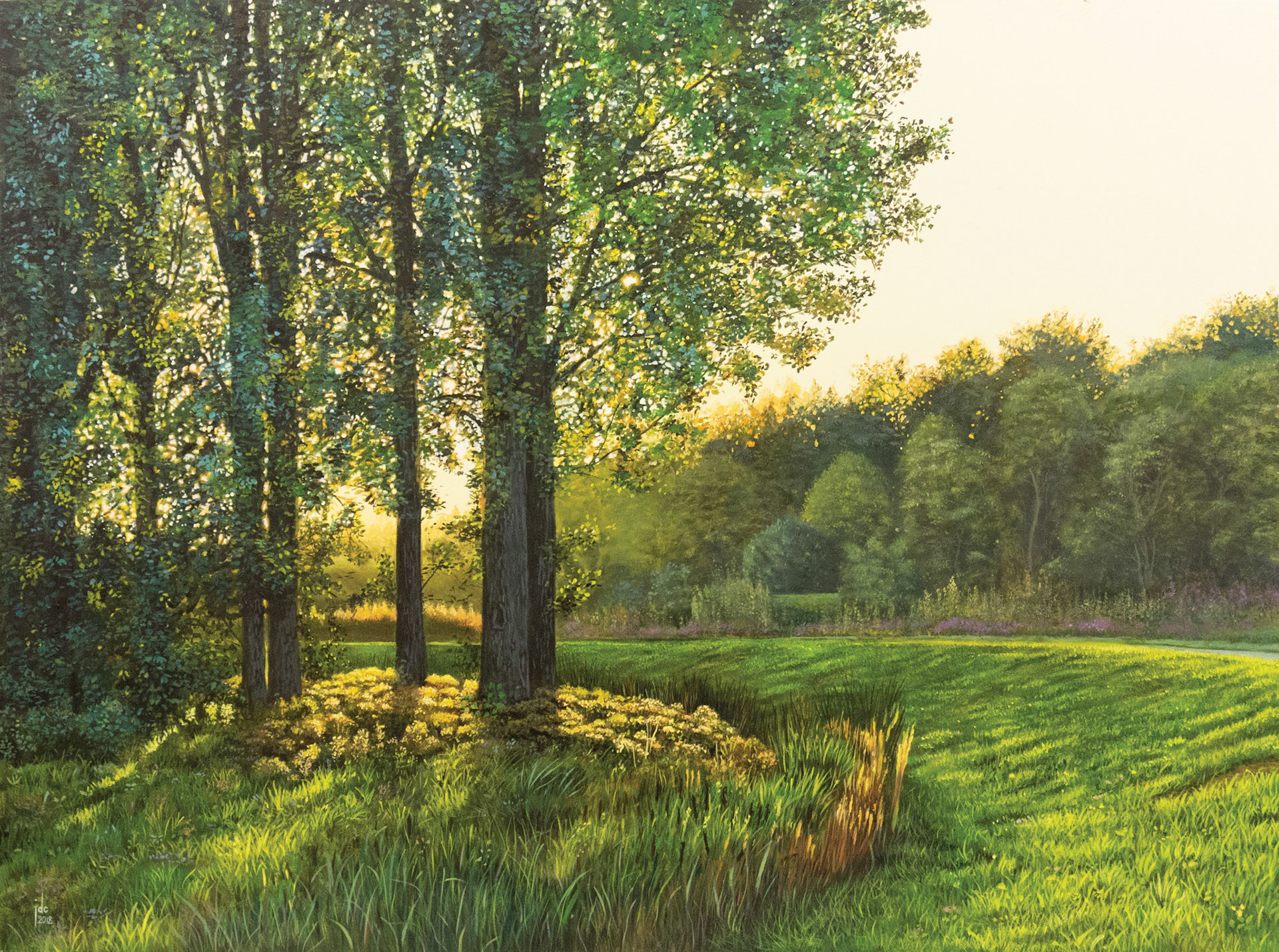 Sunset #01, Bergenmeersen, Wichelen - oil on panel - 80 x 60 cm - SOLD