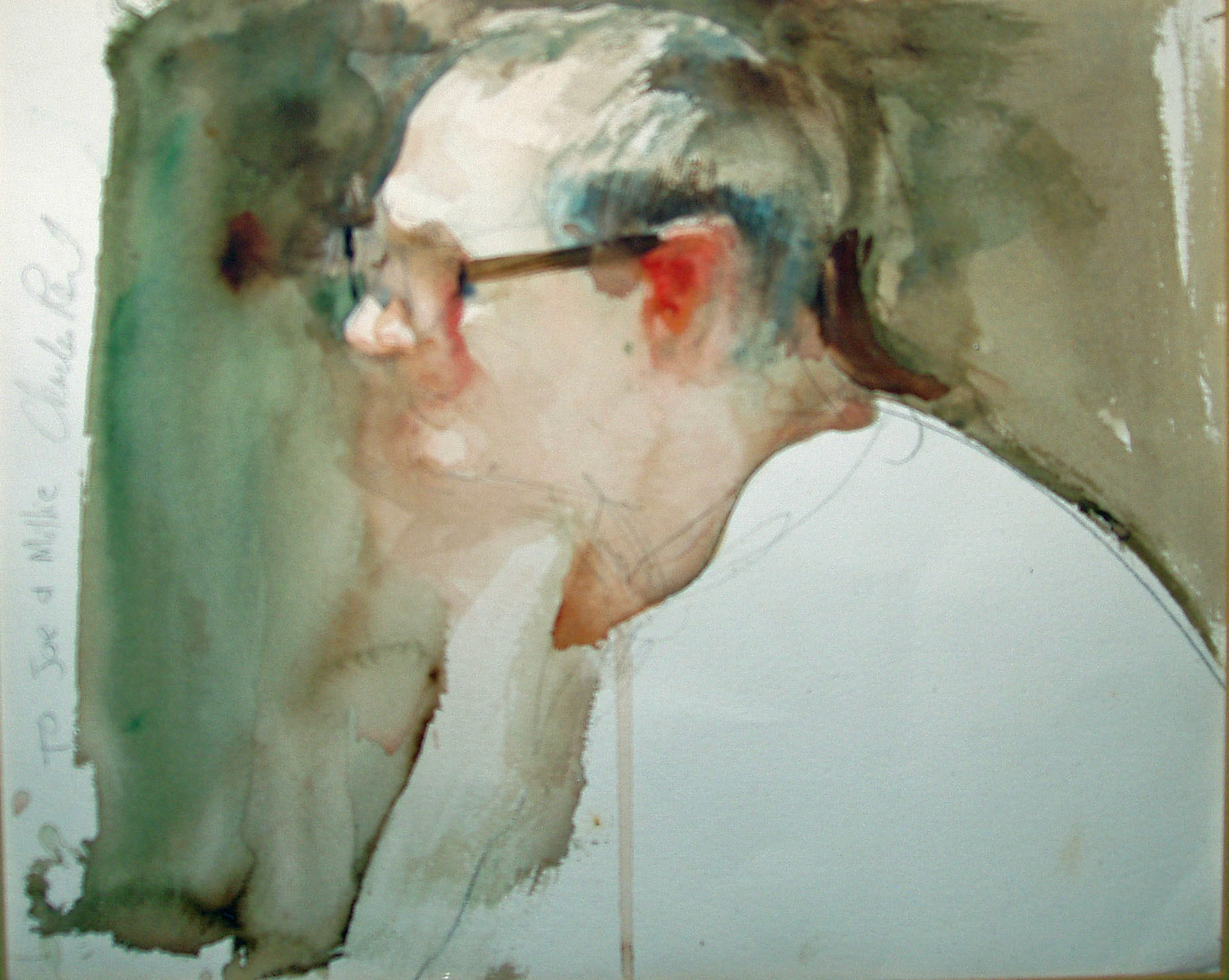 Charles Reid watercolour portrait of Joe Lasker