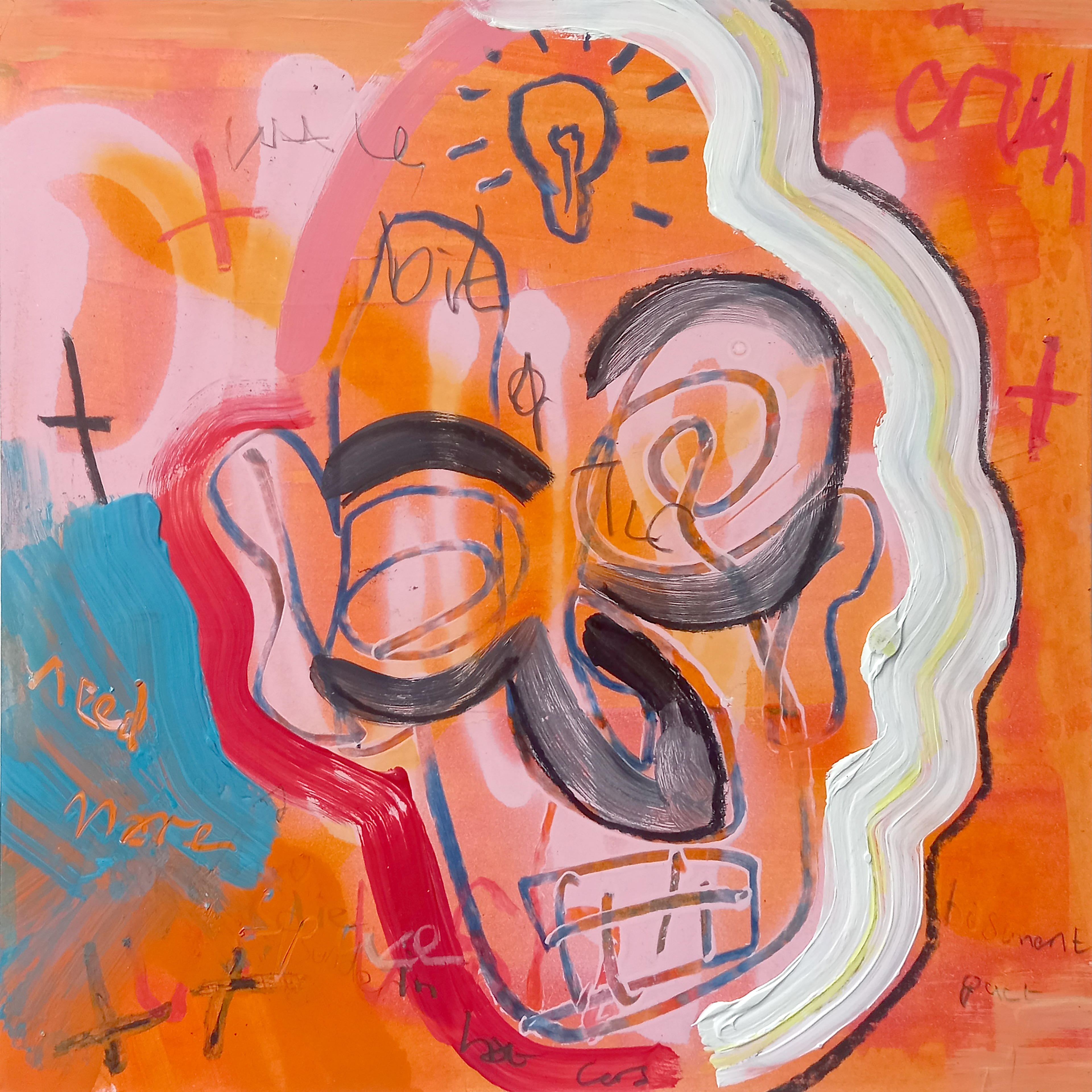 Untitled (Acrylic paint, pencil and oil pastel on paper,  12" x 12")