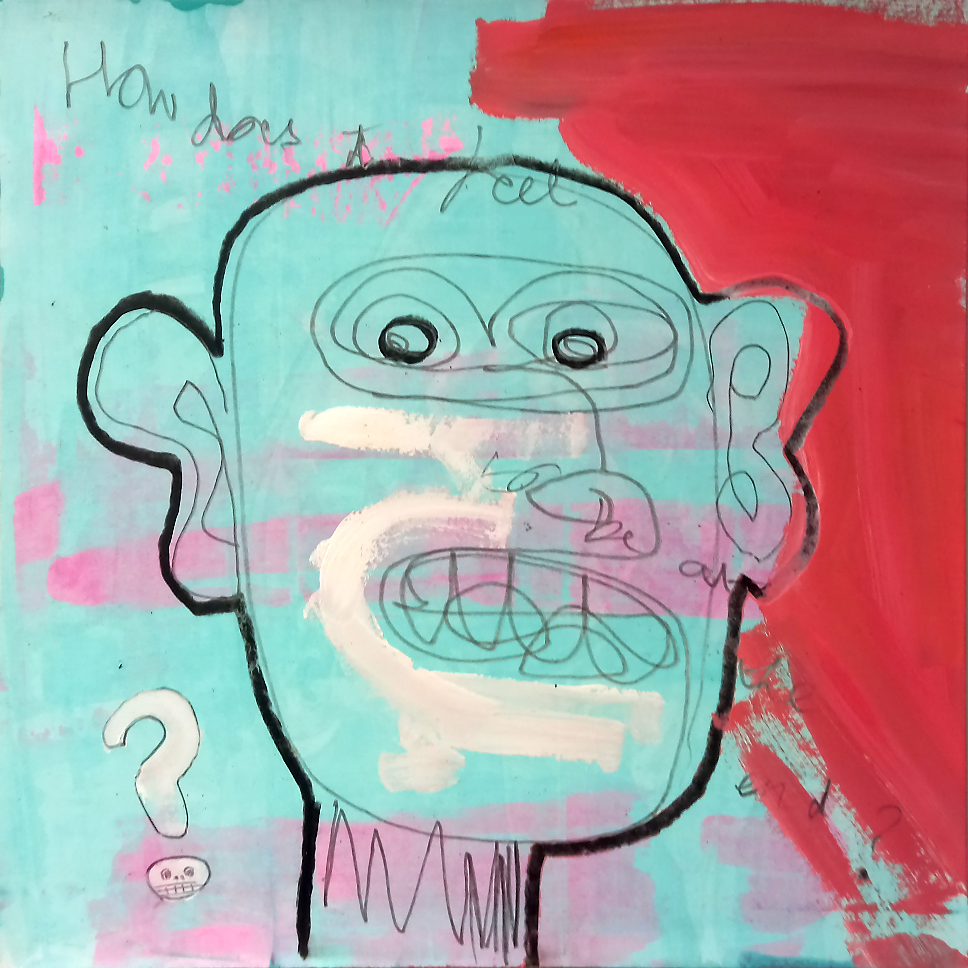 Untitled (Acrylic paint, pencil and oil pastel on paper,  12" x 12")