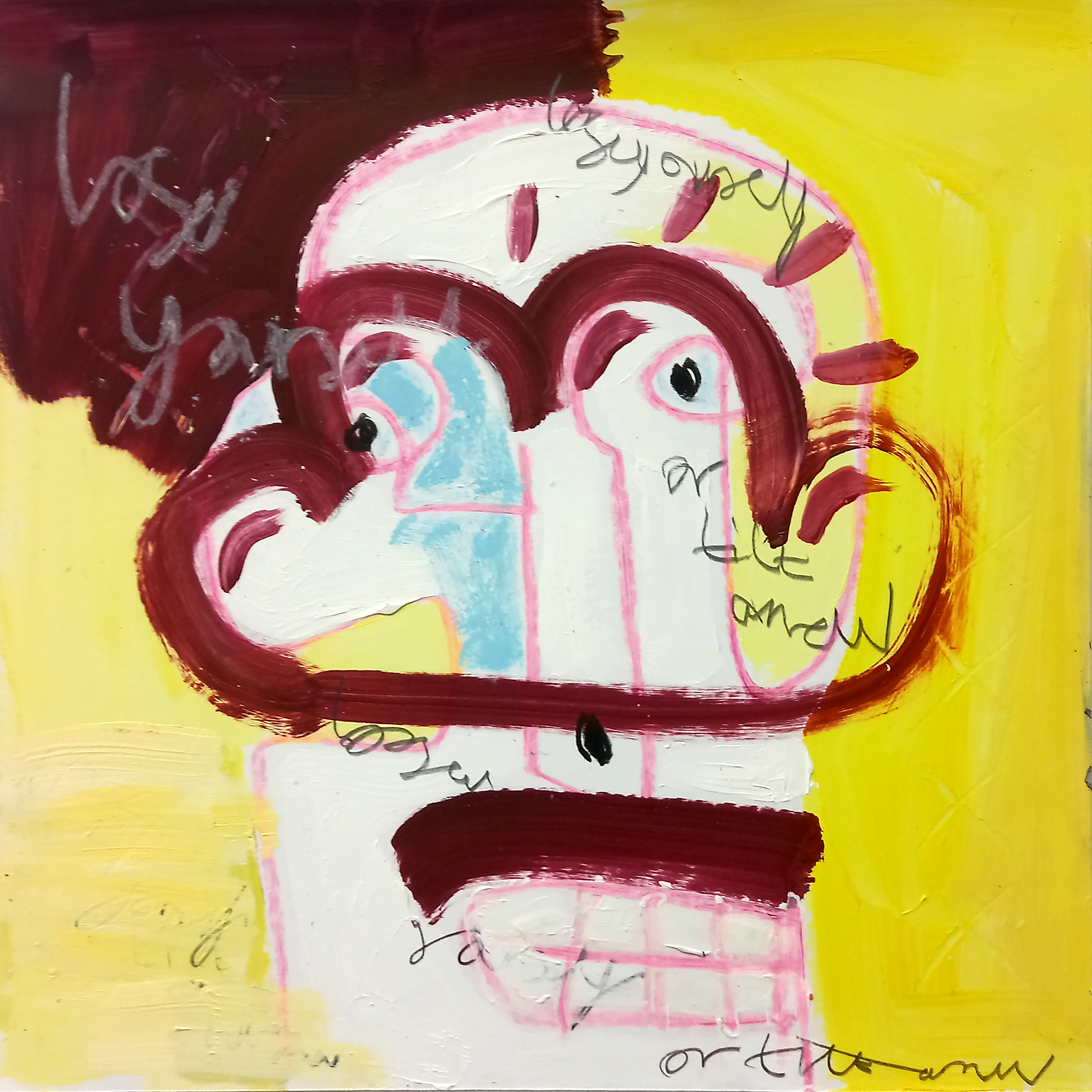 Untitled (Acrylic paint, pencil and oil pastel on paper,  12" x 12")