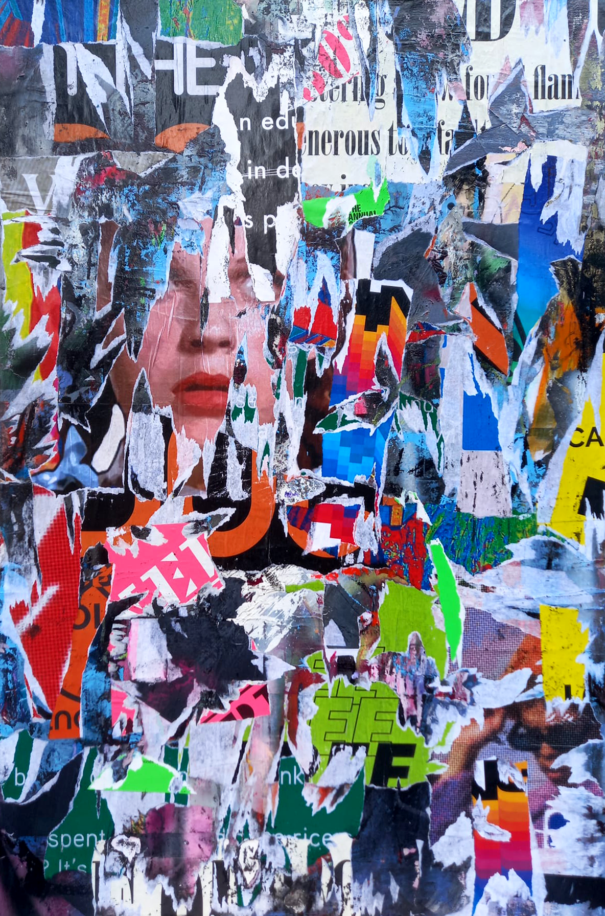 Untitled (Collage and acrylic paint on canvas, 24" x 36")