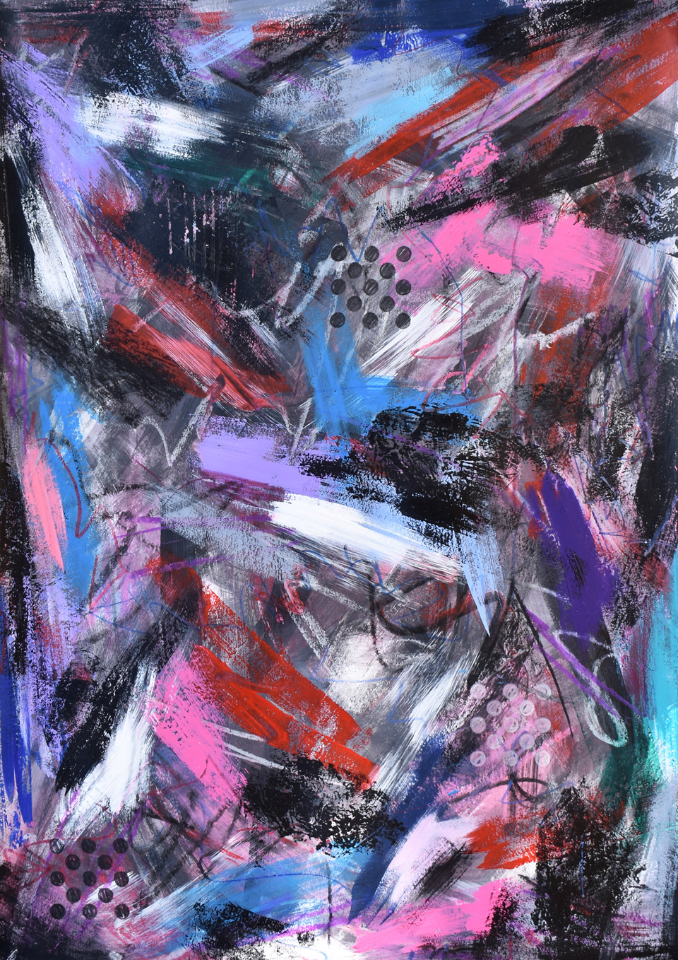 The Biggest Crown in Town  (Acrylic paint and oil pastel on paper, 16" x 23")