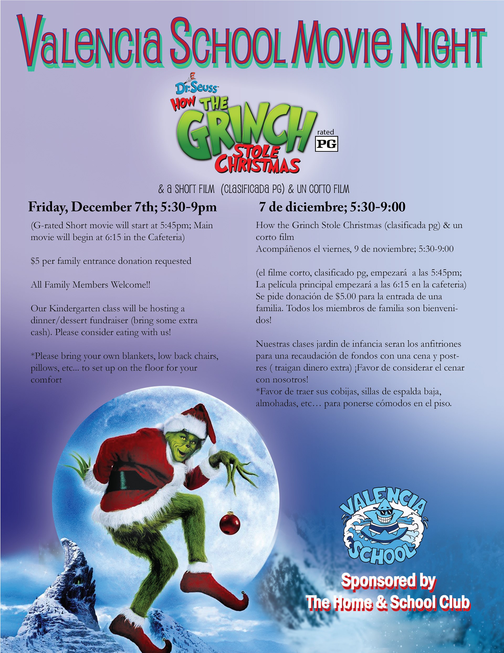 Flyer for school movie night